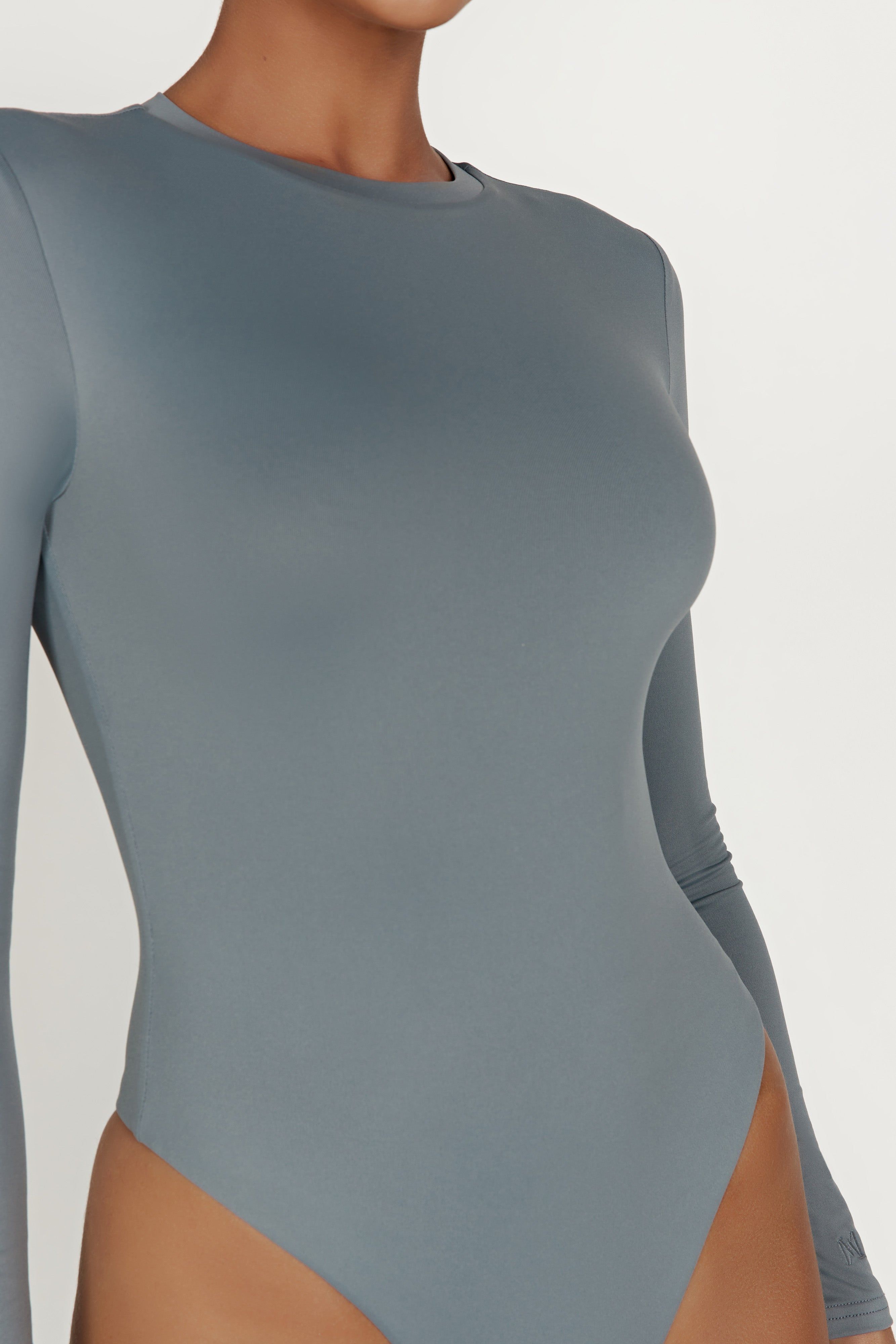 Delilah Recycled Nylon Long Sleeve Bodysuit - Light Charcoal sold by Meshki product image thumbnail 2