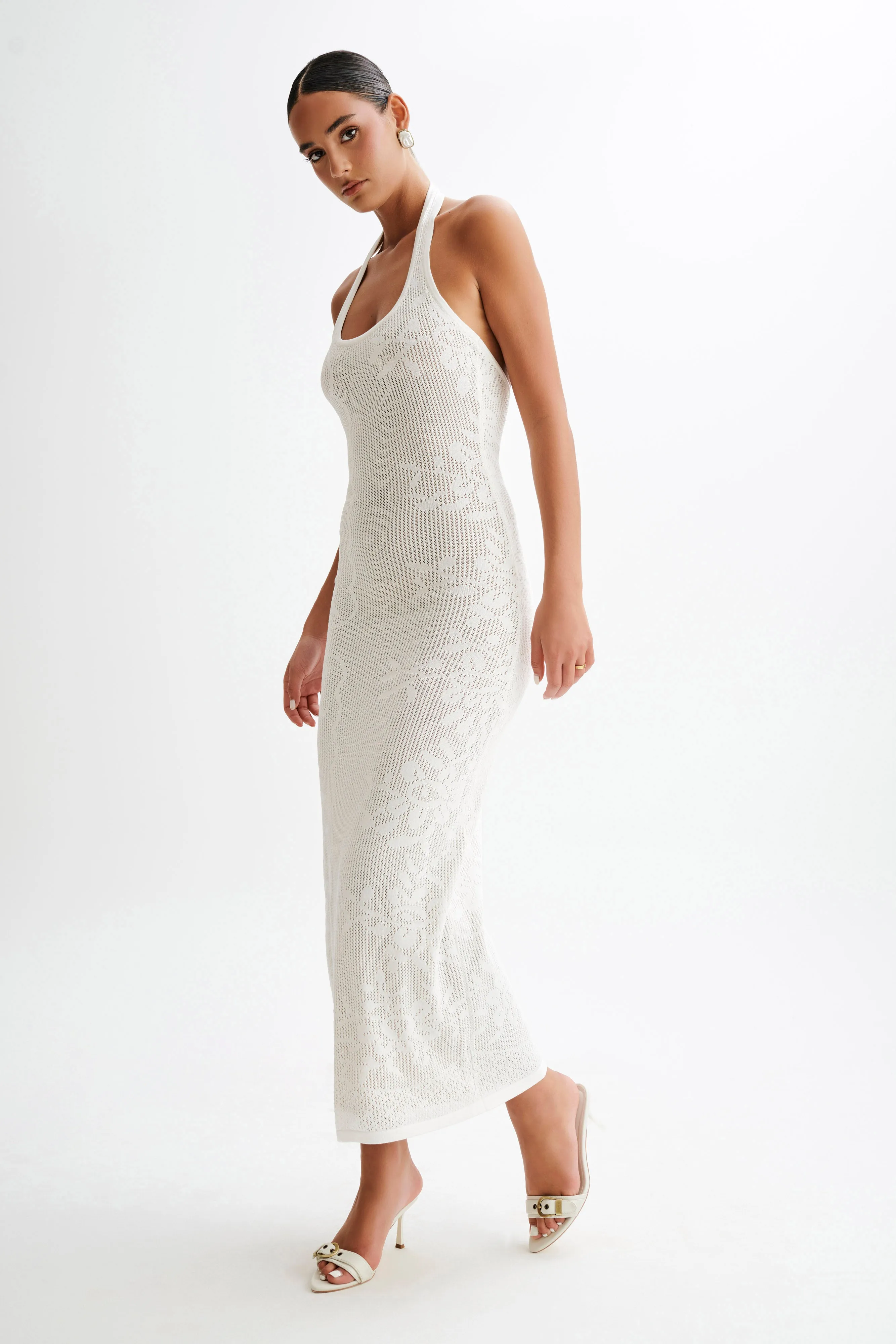 Patrizia Knit Halter Maxi Dress - Ivory sold by Meshki product image thumbnail 4