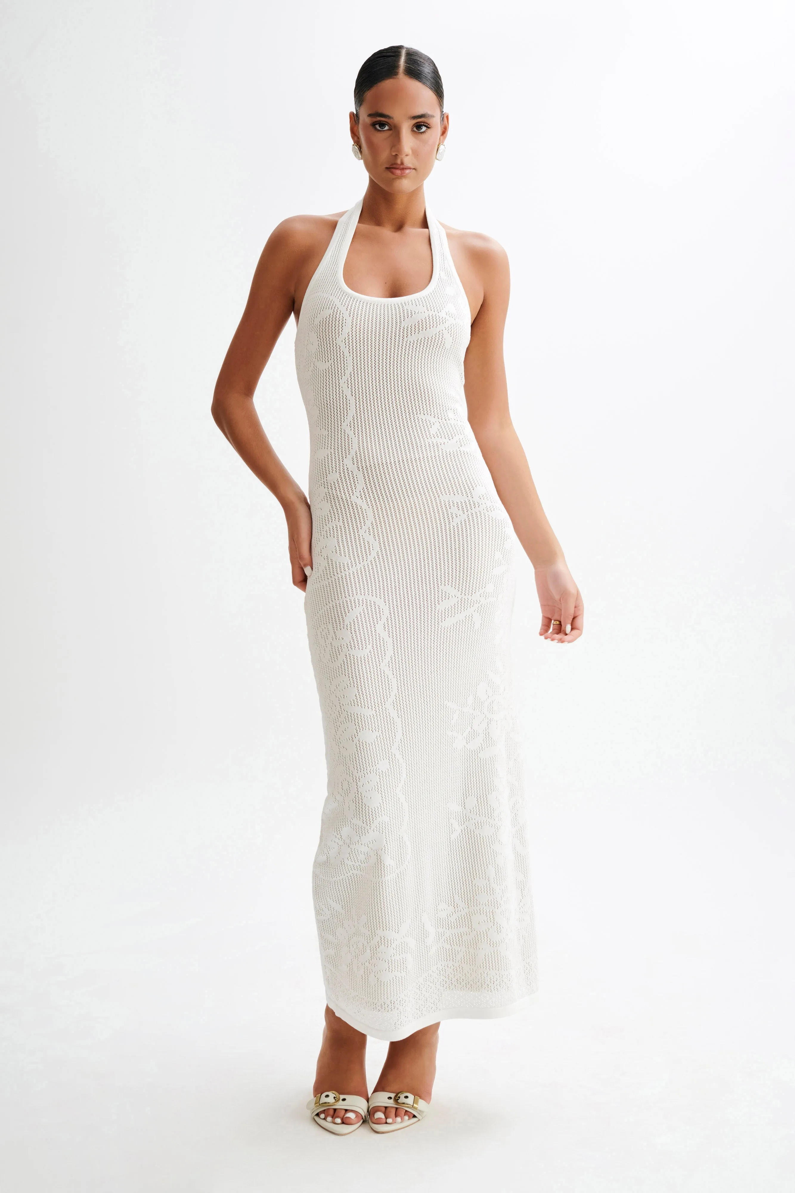 Patrizia Knit Halter Maxi Dress - Ivory sold by Meshki