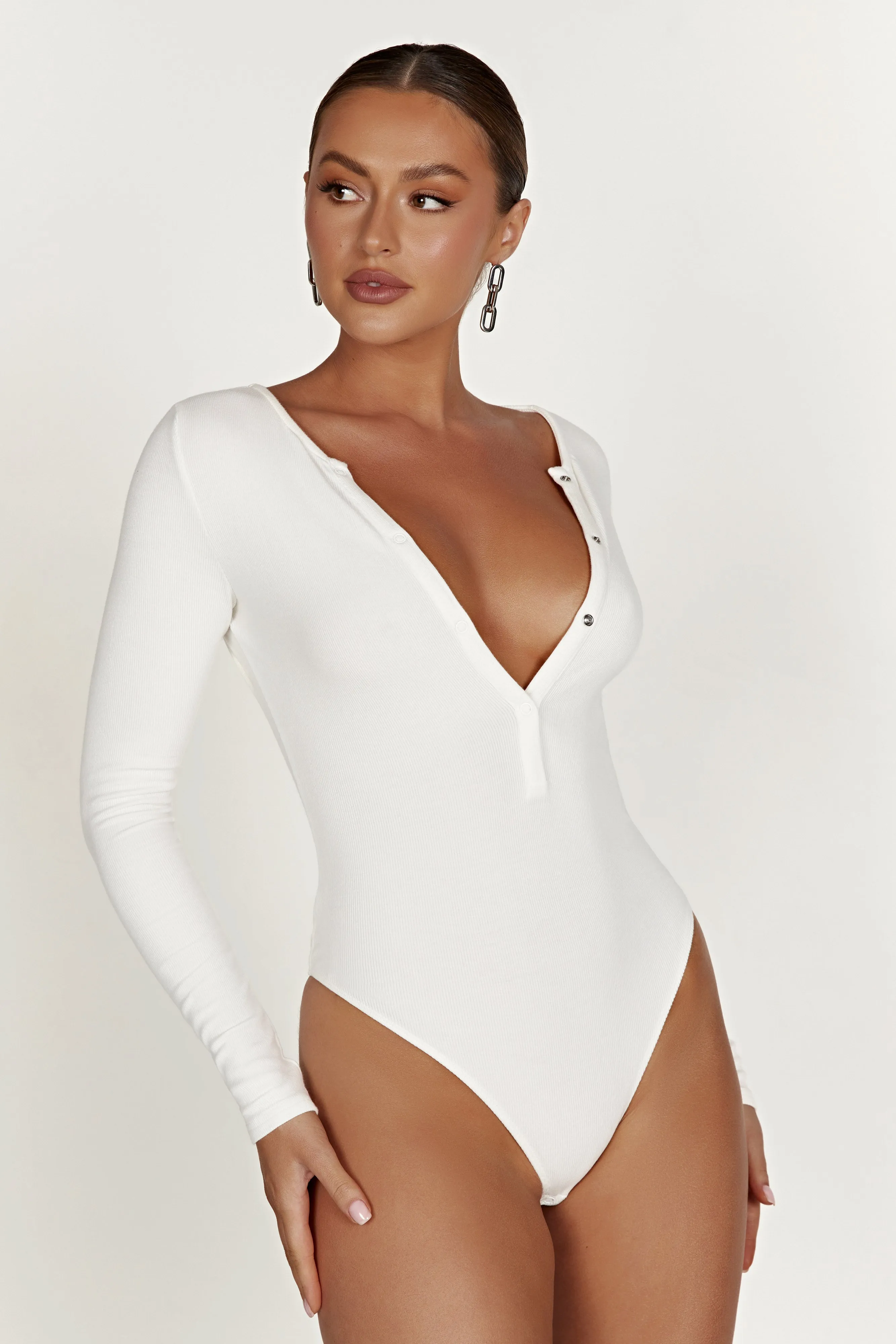 Naomi Long Sleeve Bodysuit - White sold by Meshki product image thumbnail 4