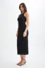 Sofiane Scalloped Linen Midi Dress - Black sold by Meshki