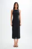 Sofiane Scalloped Linen Midi Dress - Black sold by Meshki