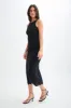 Sofiane Scalloped Linen Midi Dress - Black sold by Meshki
