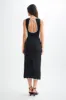 Sofiane Scalloped Linen Midi Dress - Black sold by Meshki