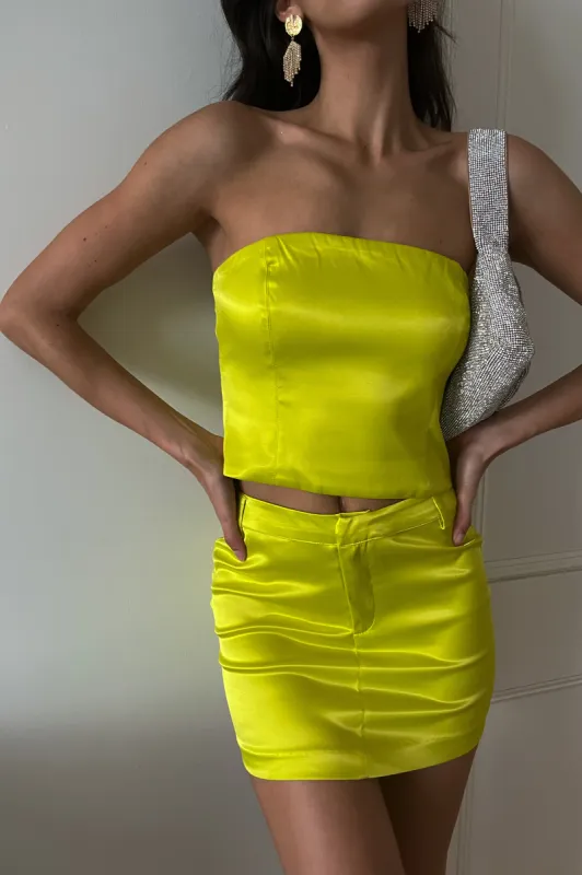 Monique Satin Tube Top - Fresh Green sold by Meshki