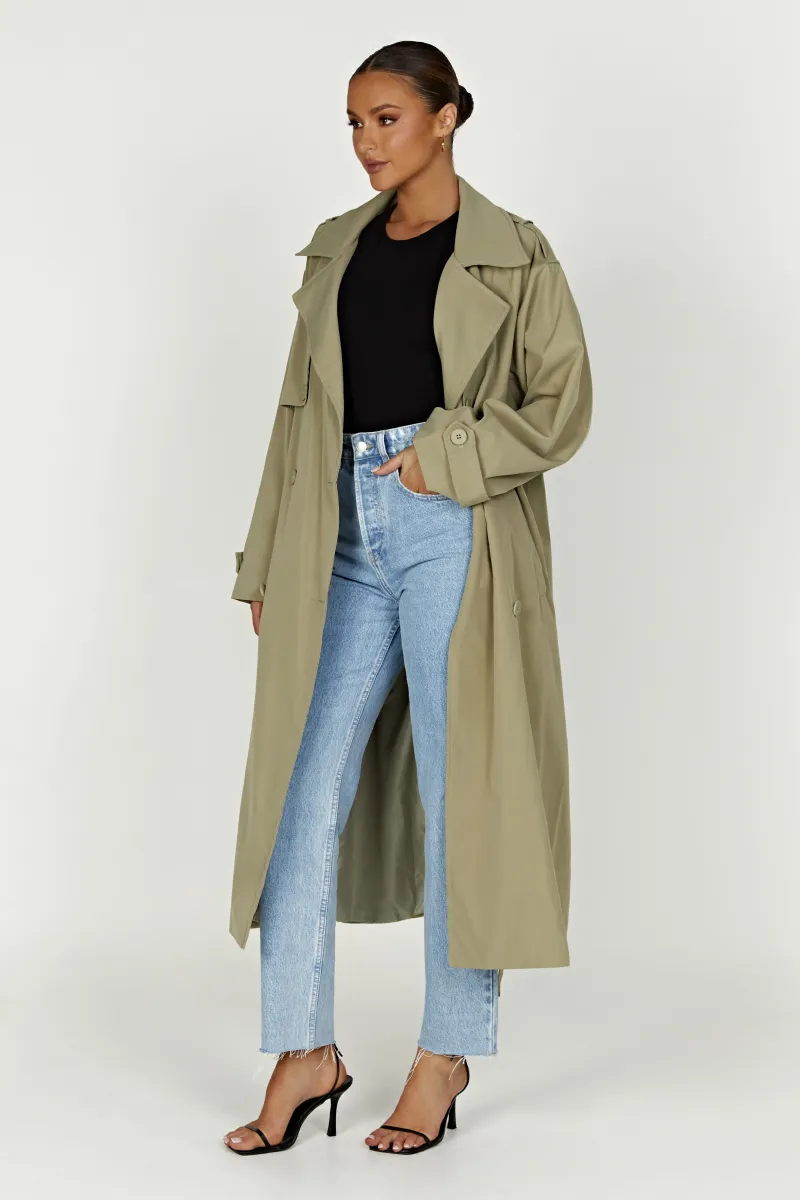 Andreas Oversized Trench Coat - Olive | Parallel