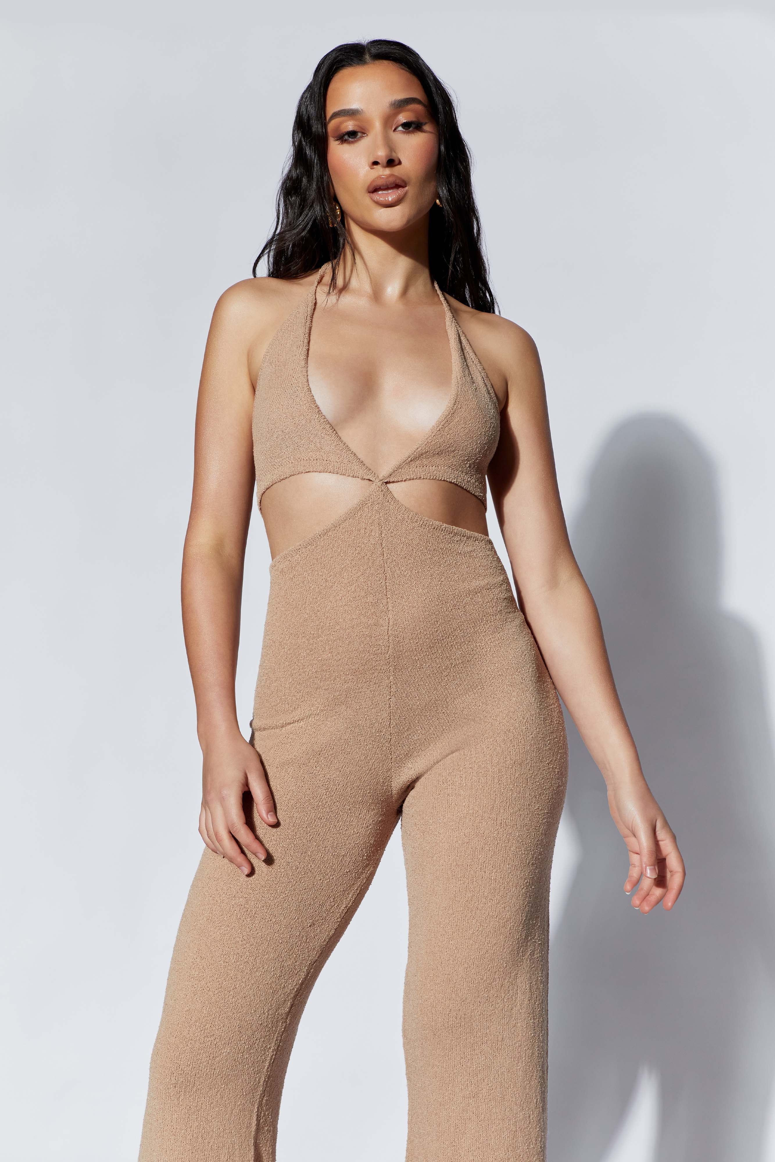 Ayla Towelling Cut Out Jumpsuit - Clay sold by Meshki product image thumbnail 6