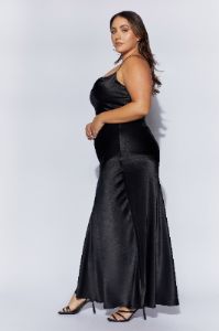 Poppy Satin Maxi Skirt - Black sold by Meshki