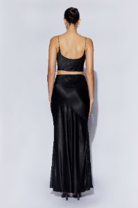 Poppy Satin Maxi Skirt - Black sold by Meshki