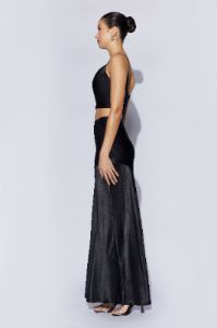 Poppy Satin Maxi Skirt - Black sold by Meshki