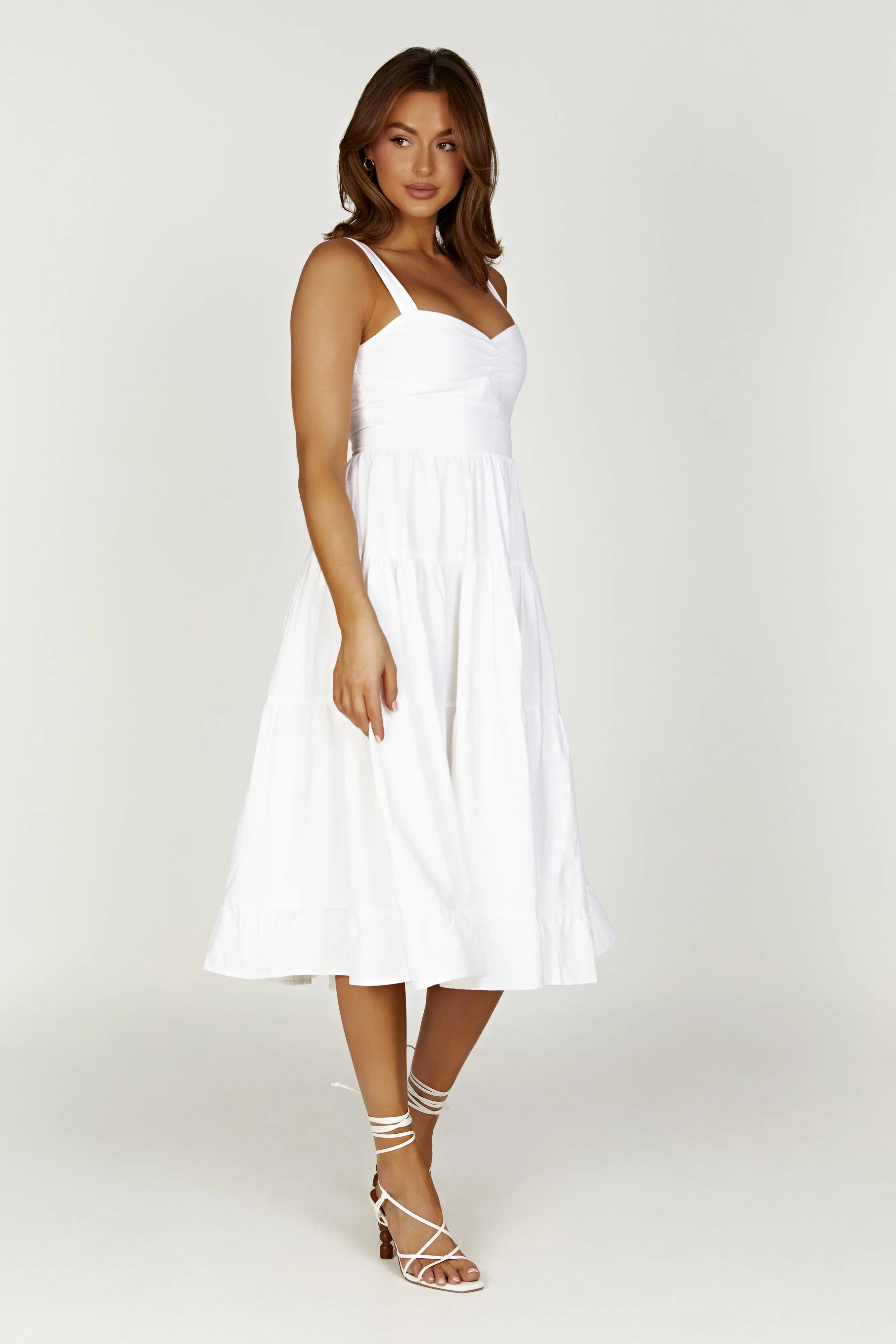 Adriana Linen Midi Dress - White sold by Meshki product image thumbnail 4