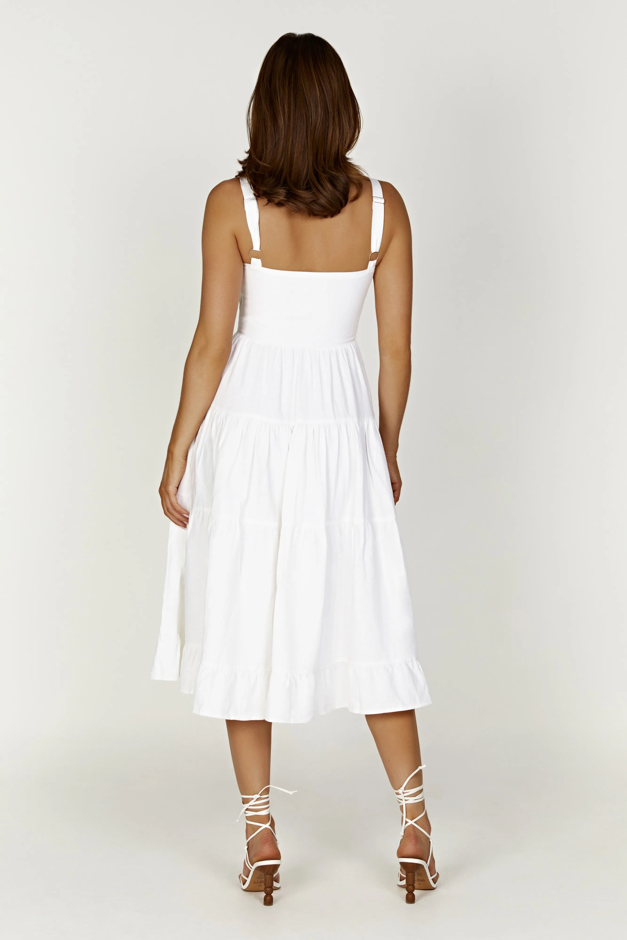 Adriana Linen Midi Dress - White sold by Meshki product image thumbnail 2