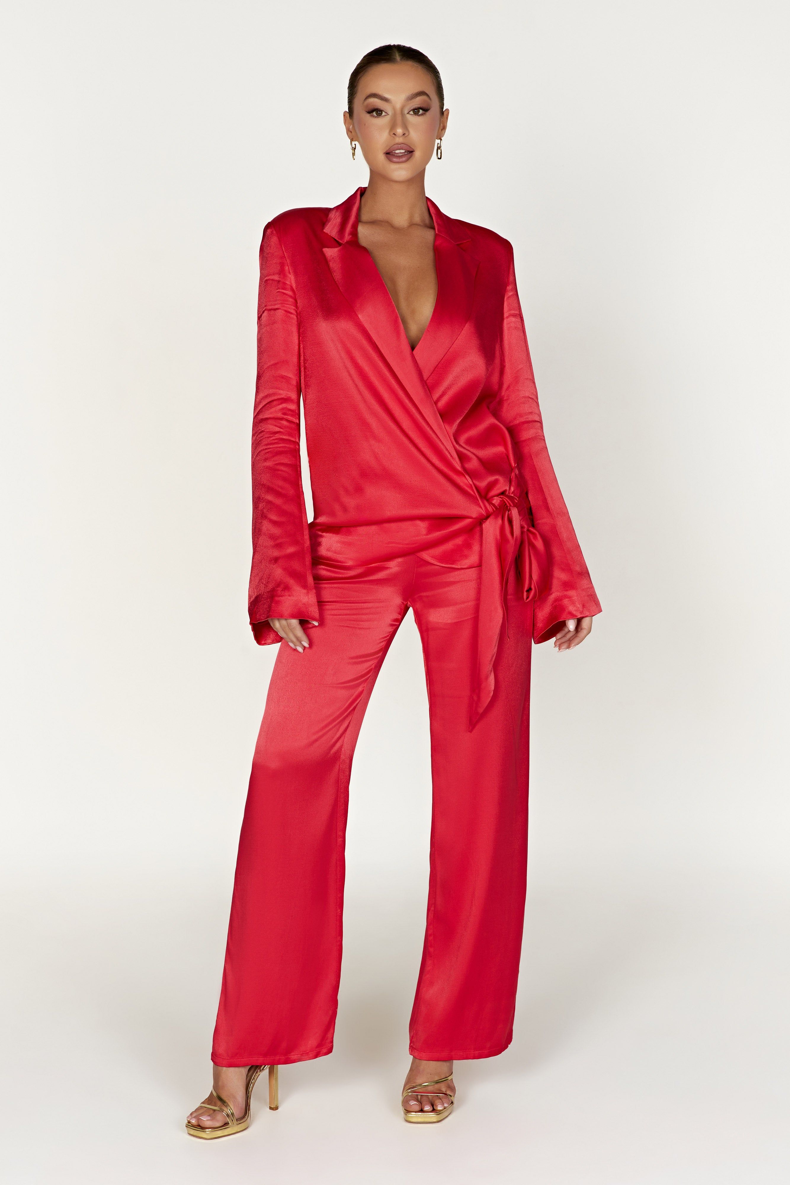 Aspyn Satin Pants - Red sold by Meshki product image thumbnail 3