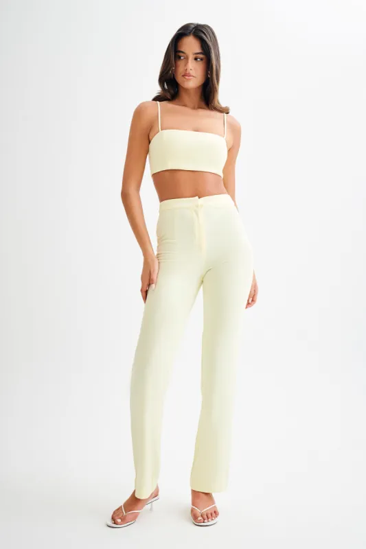 Allanah Suiting Straight Leg Pant - Pastel Lemon sold by Meshki