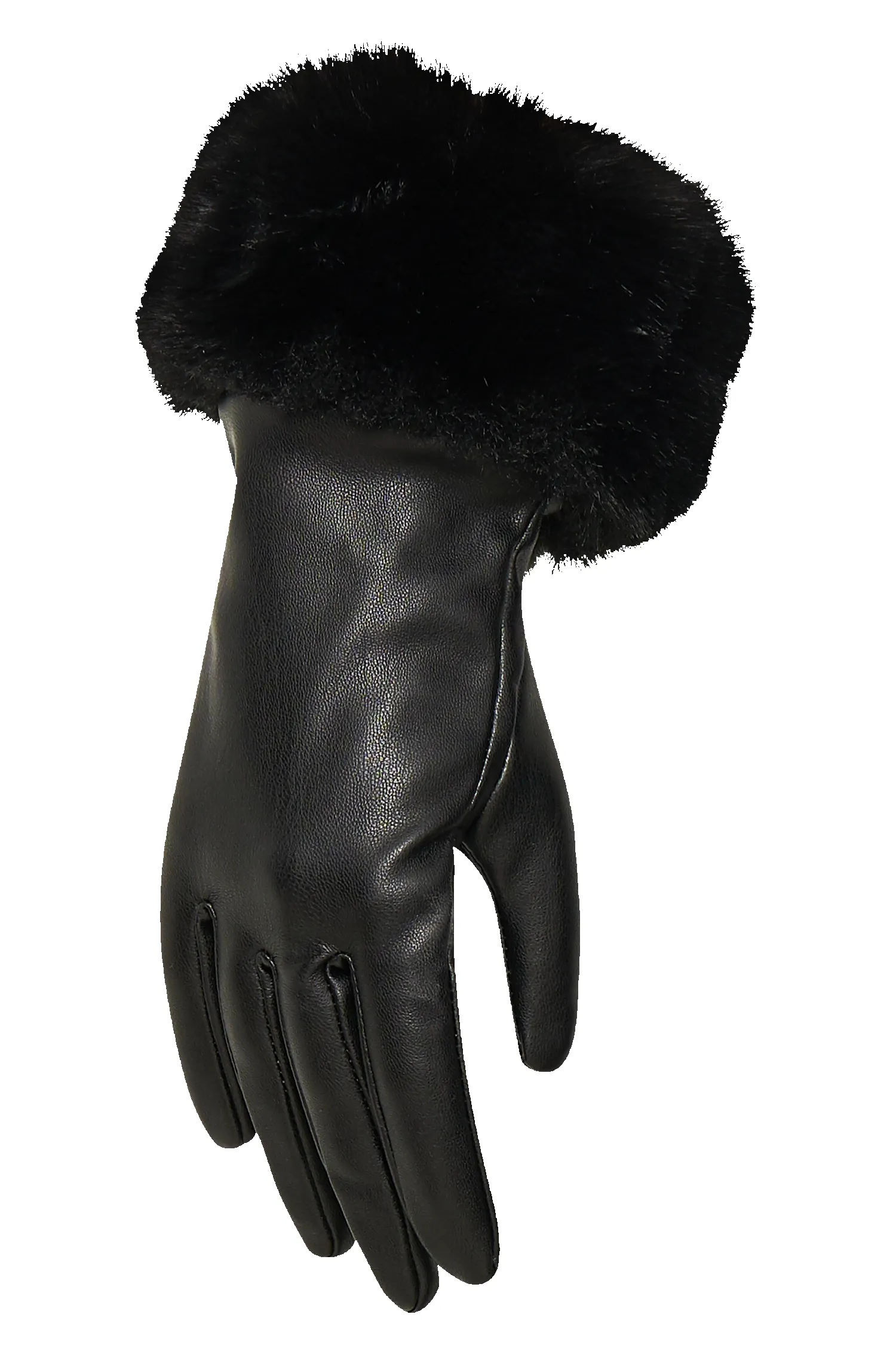 Jessabel Faux Leather Fur Trim Gloves - Black sold by Meshki product image thumbnail 4