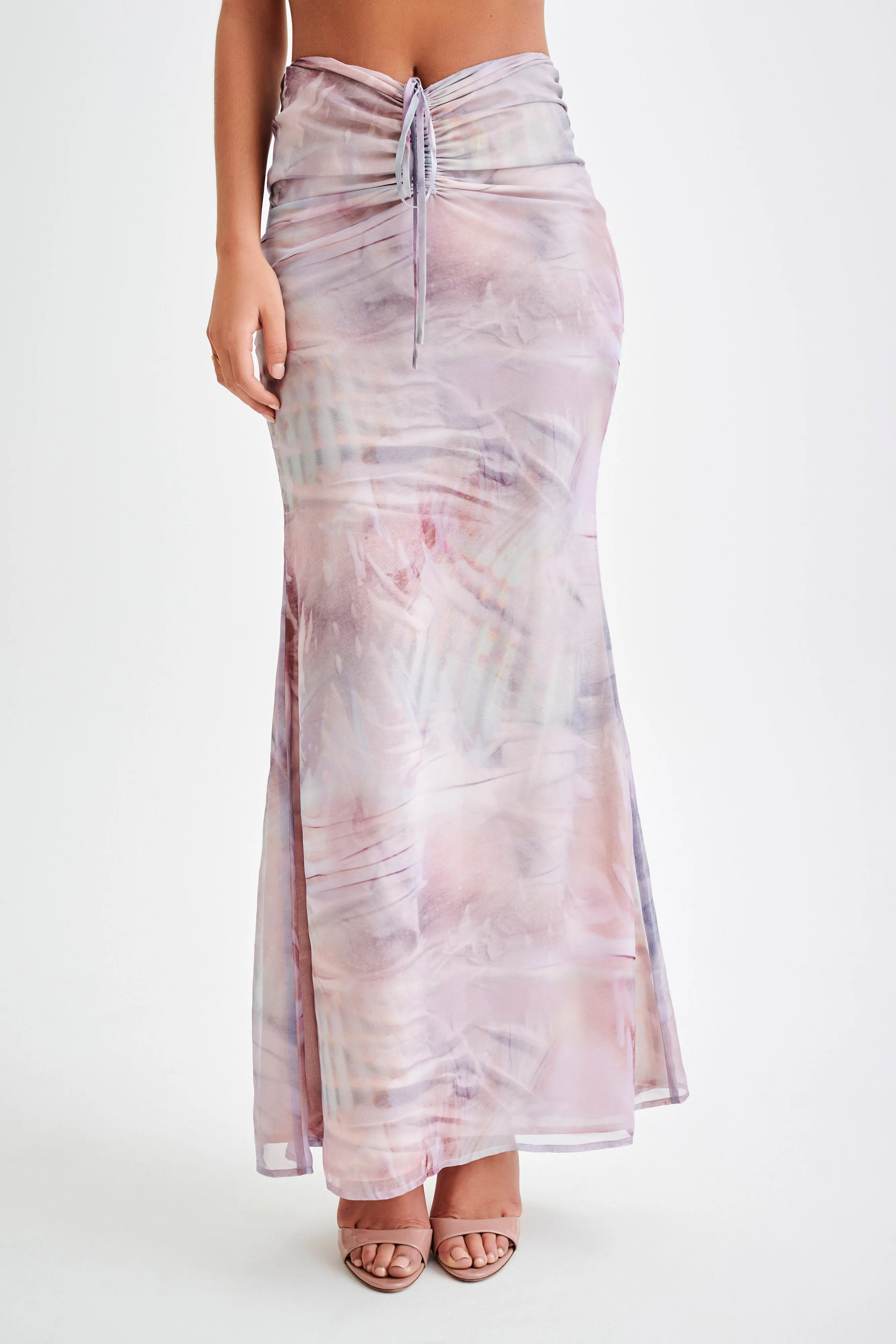 Ursula Ruched Maxi Skirt - Mermaid Shell Print sold by Meshki product image thumbnail 2