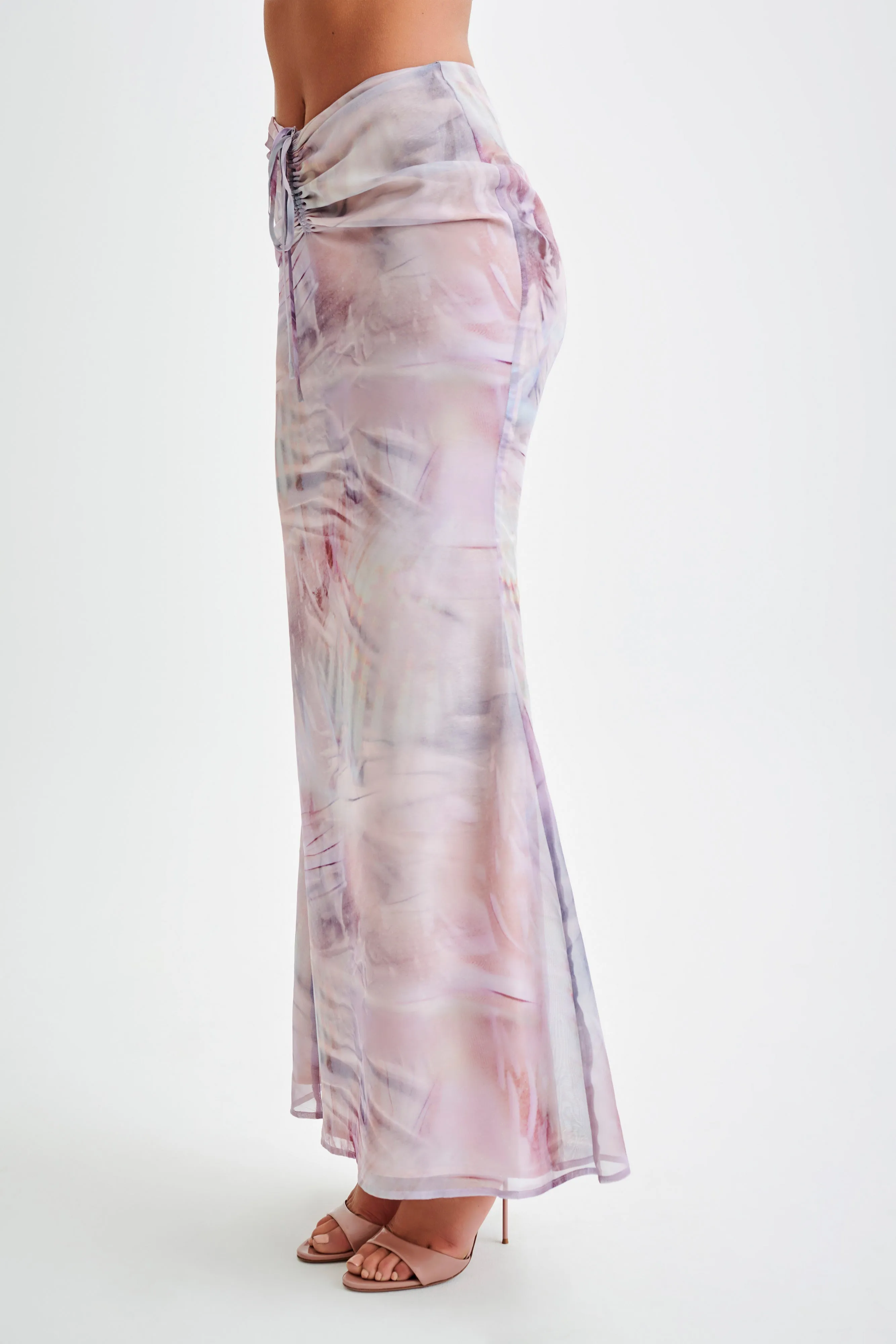 Ursula Ruched Maxi Skirt - Mermaid Shell Print sold by Meshki product image thumbnail 4