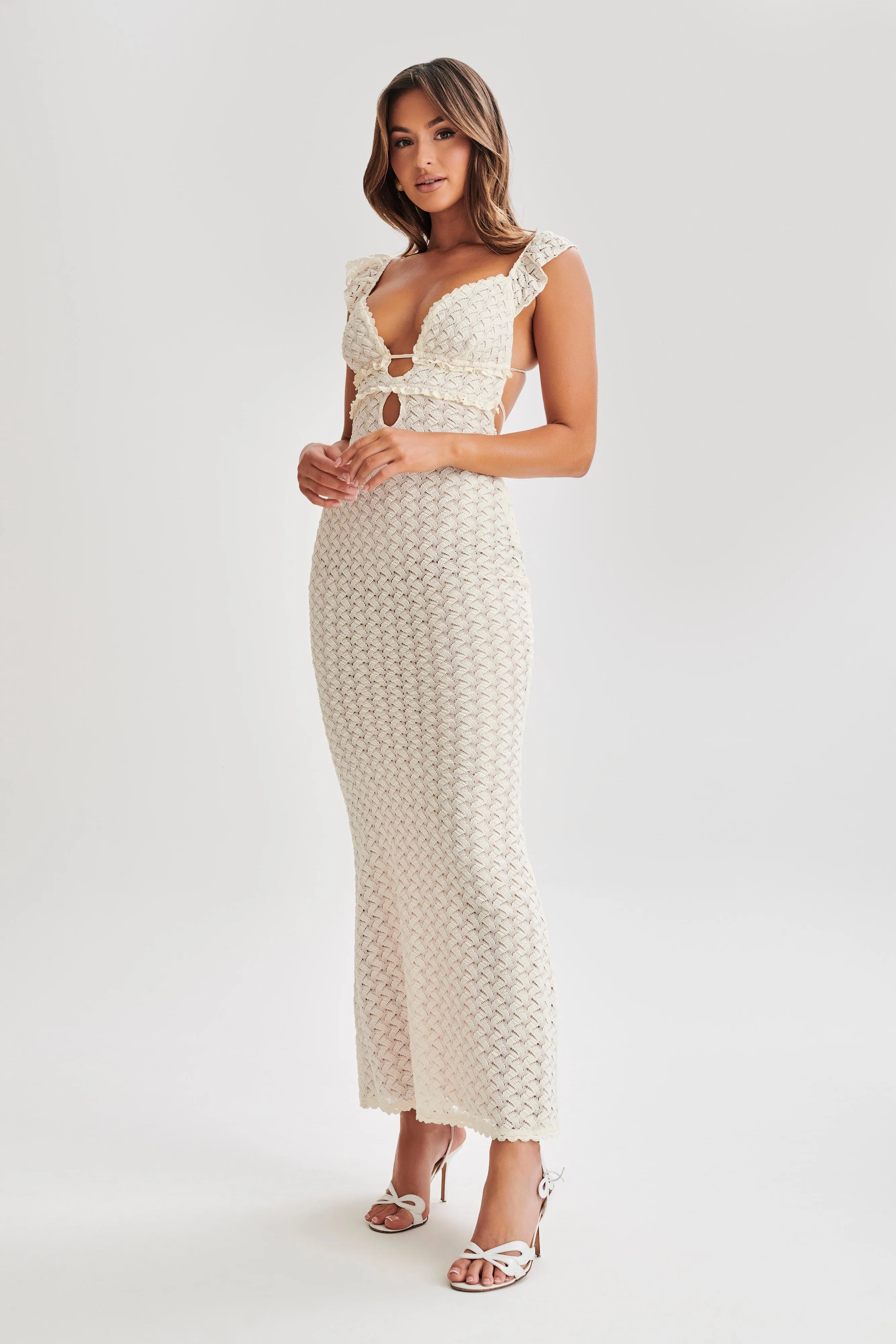 Ezra Lace Maxi Dress - Ivory sold by Meshki product image thumbnail 5