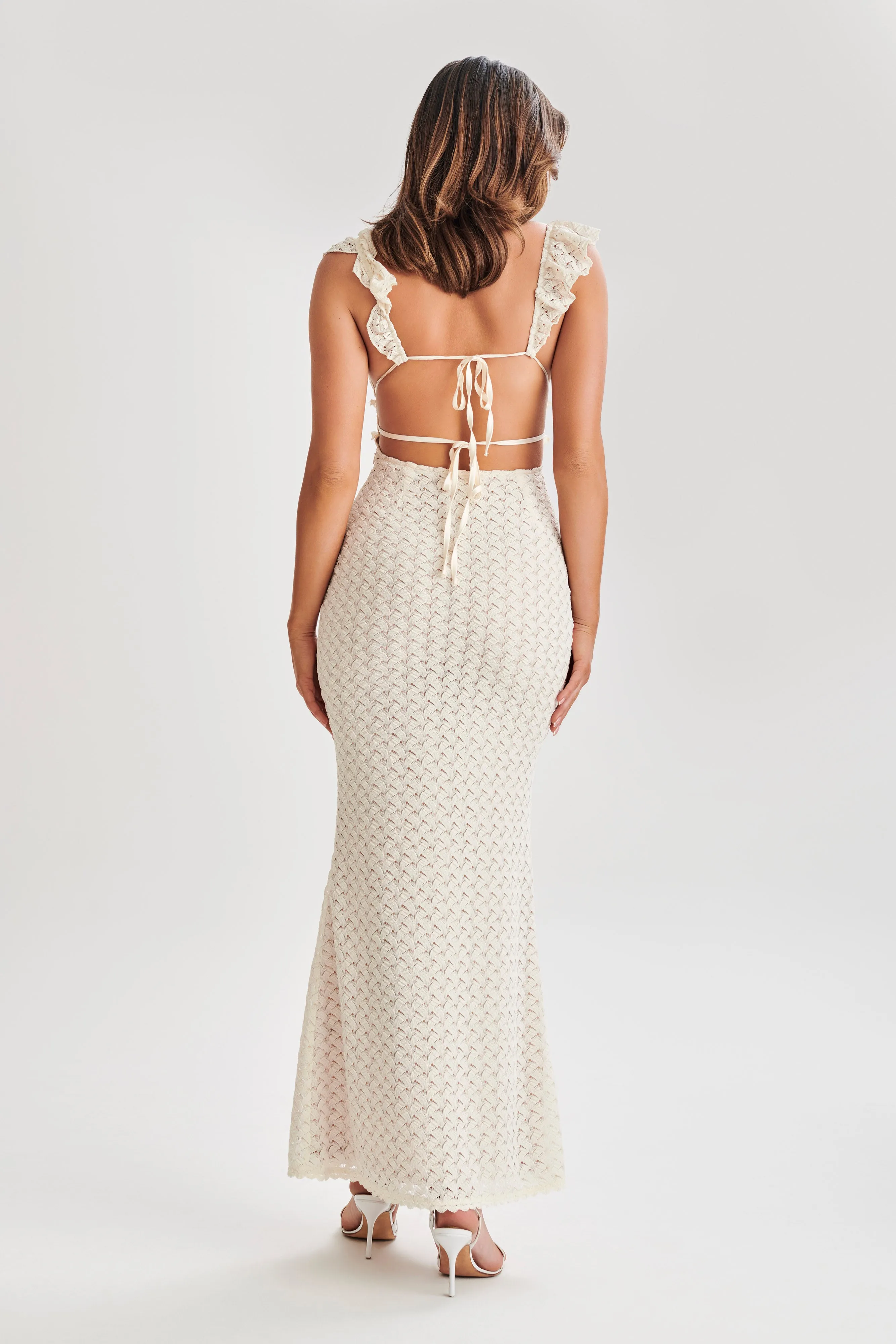 Ezra Lace Maxi Dress - Ivory sold by Meshki product image thumbnail 2