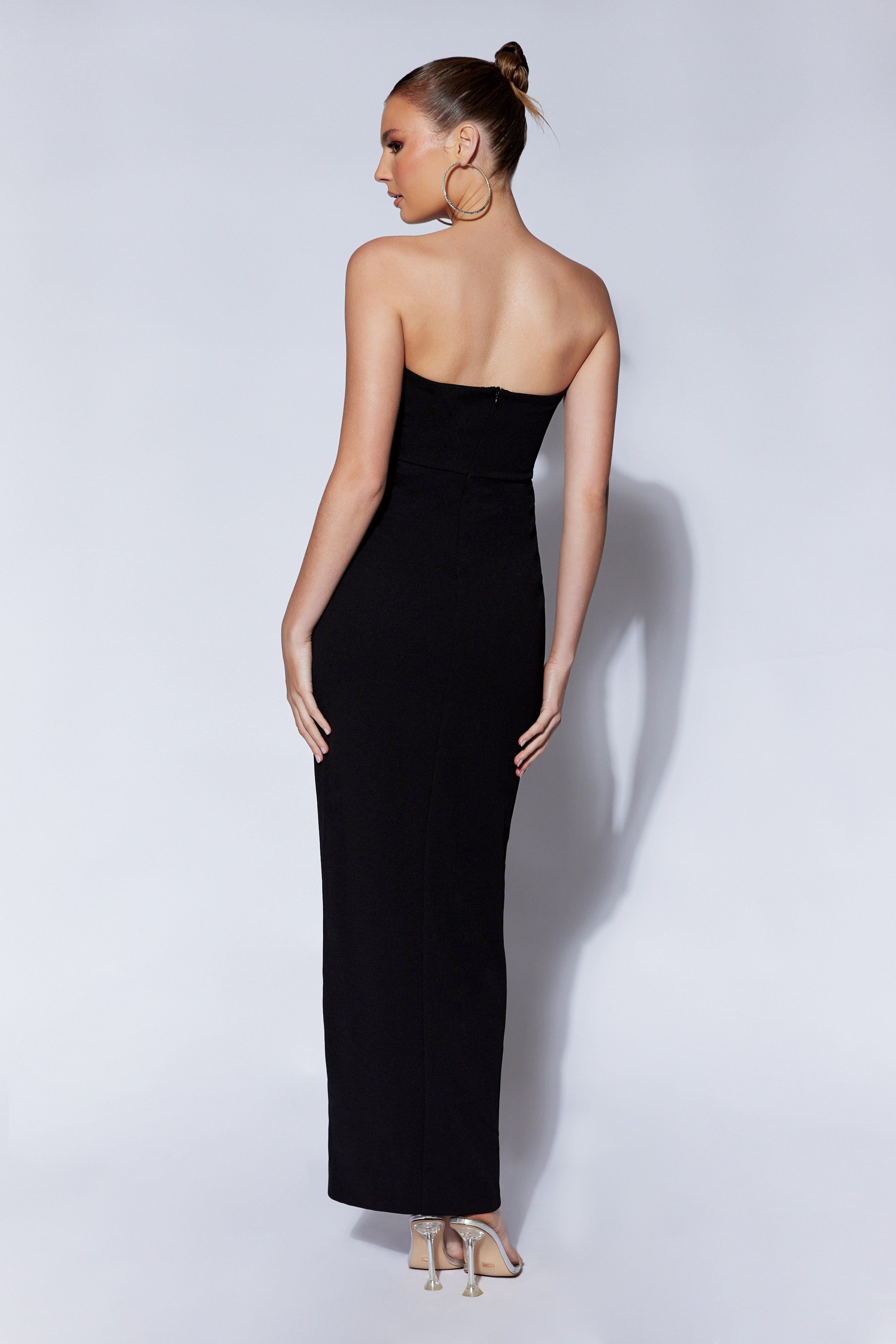 Imogen Diamante Rope Strapless Maxi Dress With Split - Black sold by Meshki product image thumbnail 2