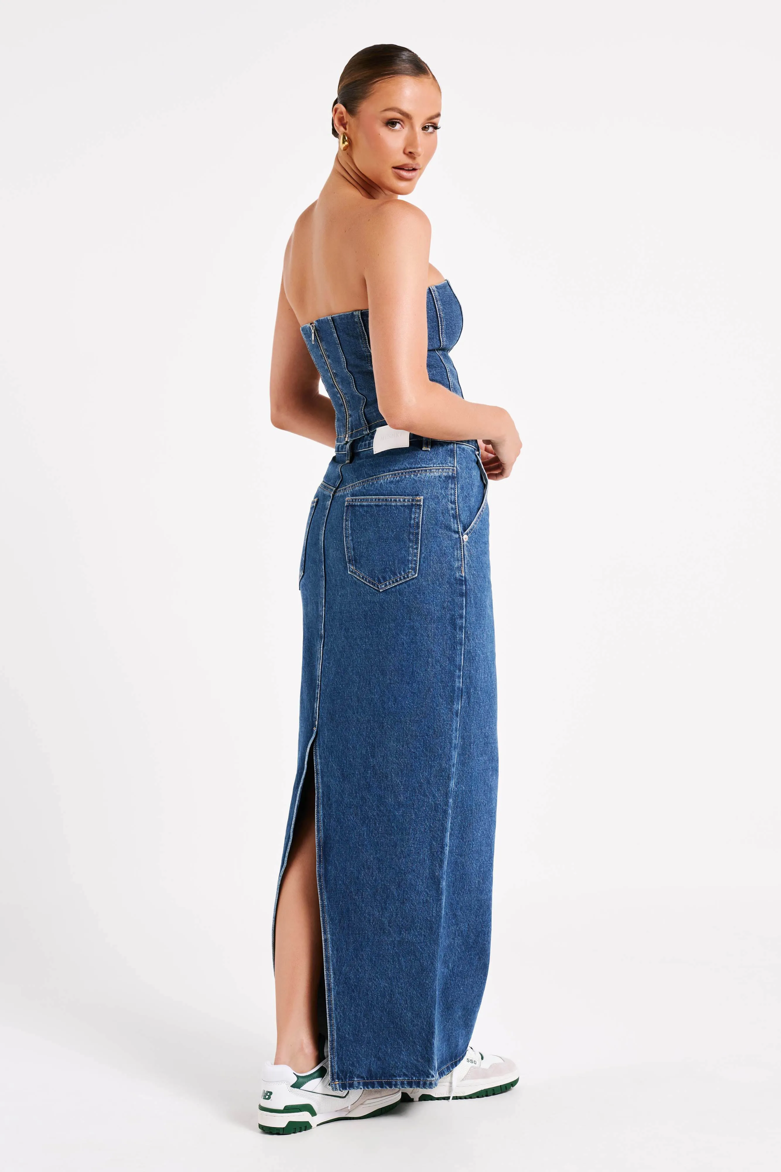 Illona Denim Maxi Skirt - Dark Blue sold by Meshki product image thumbnail 5
