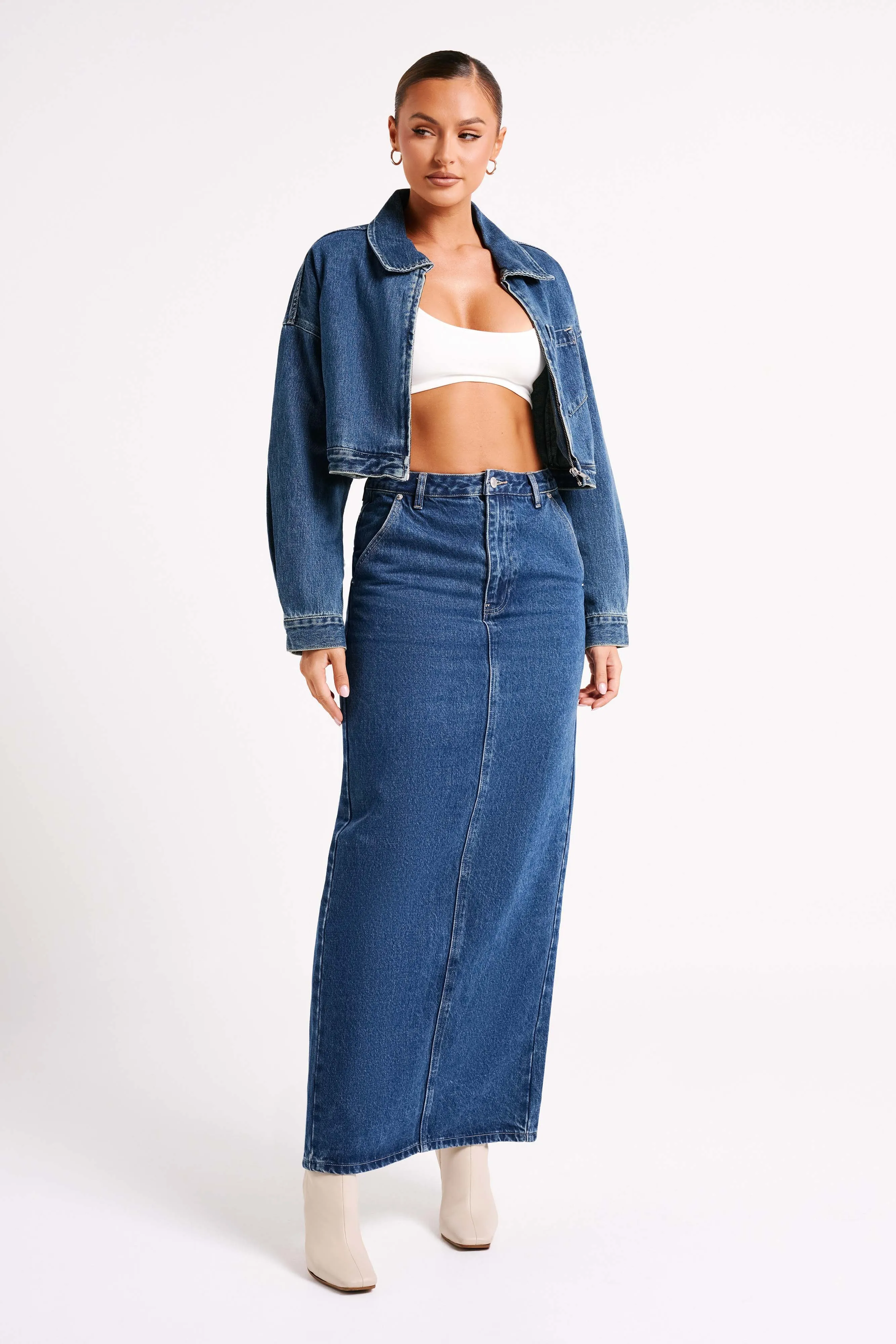 Illona Denim Maxi Skirt - Dark Blue sold by Meshki product image thumbnail 3