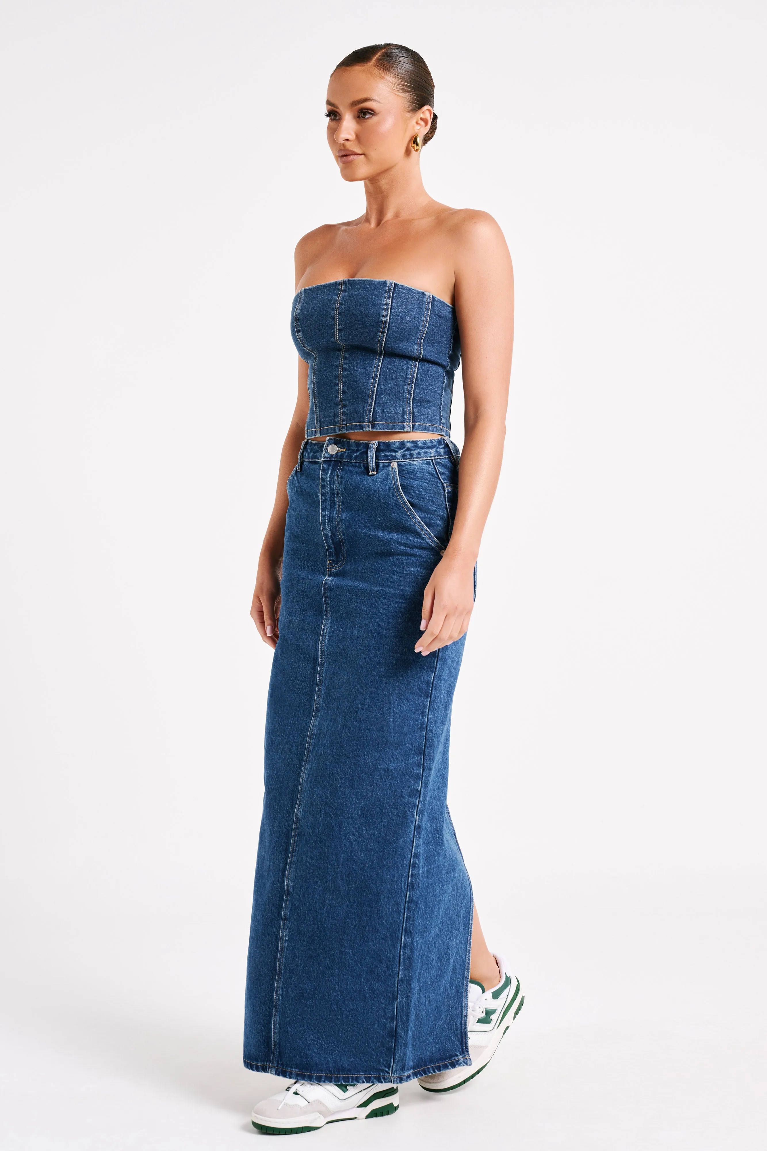 Illona Denim Maxi Skirt - Dark Blue sold by Meshki product image thumbnail 4