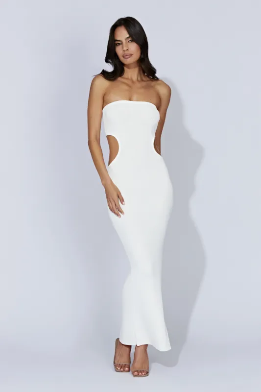 Kori Knit Bandeau Maxi Dress - White made by Meshki