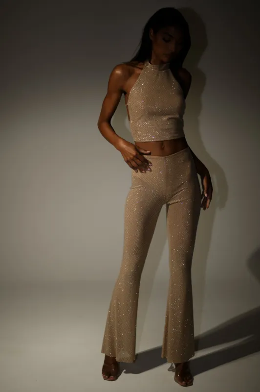 Ophelia Diamante Skinny Leg Pants - Nude sold by Meshki