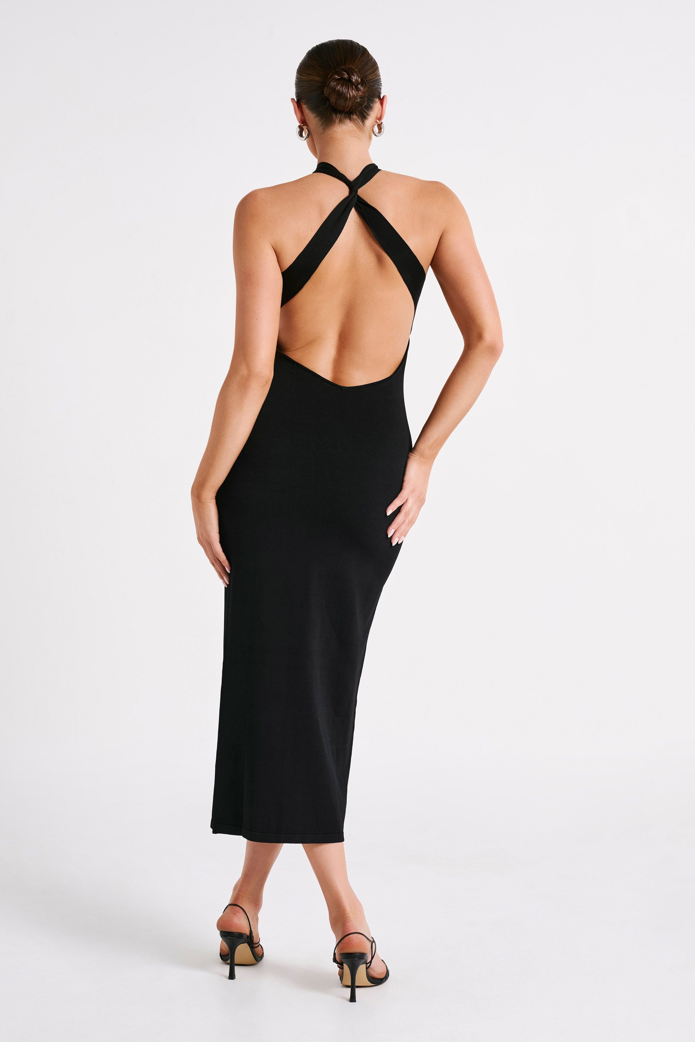 Sarai Halter Neck Knit Midi Dress - Black sold by Meshki product image thumbnail 2