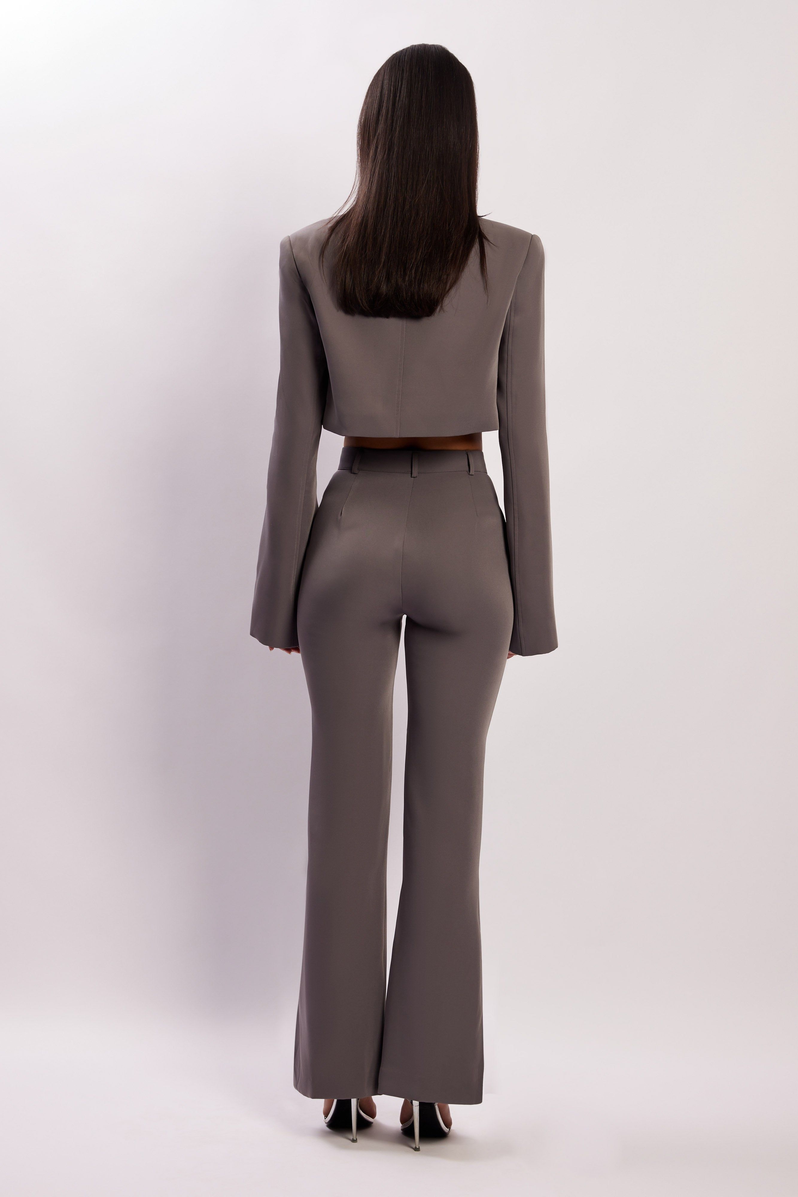 Arabella Flared Split Side Pants - Charcoal sold by Meshki product image thumbnail 2