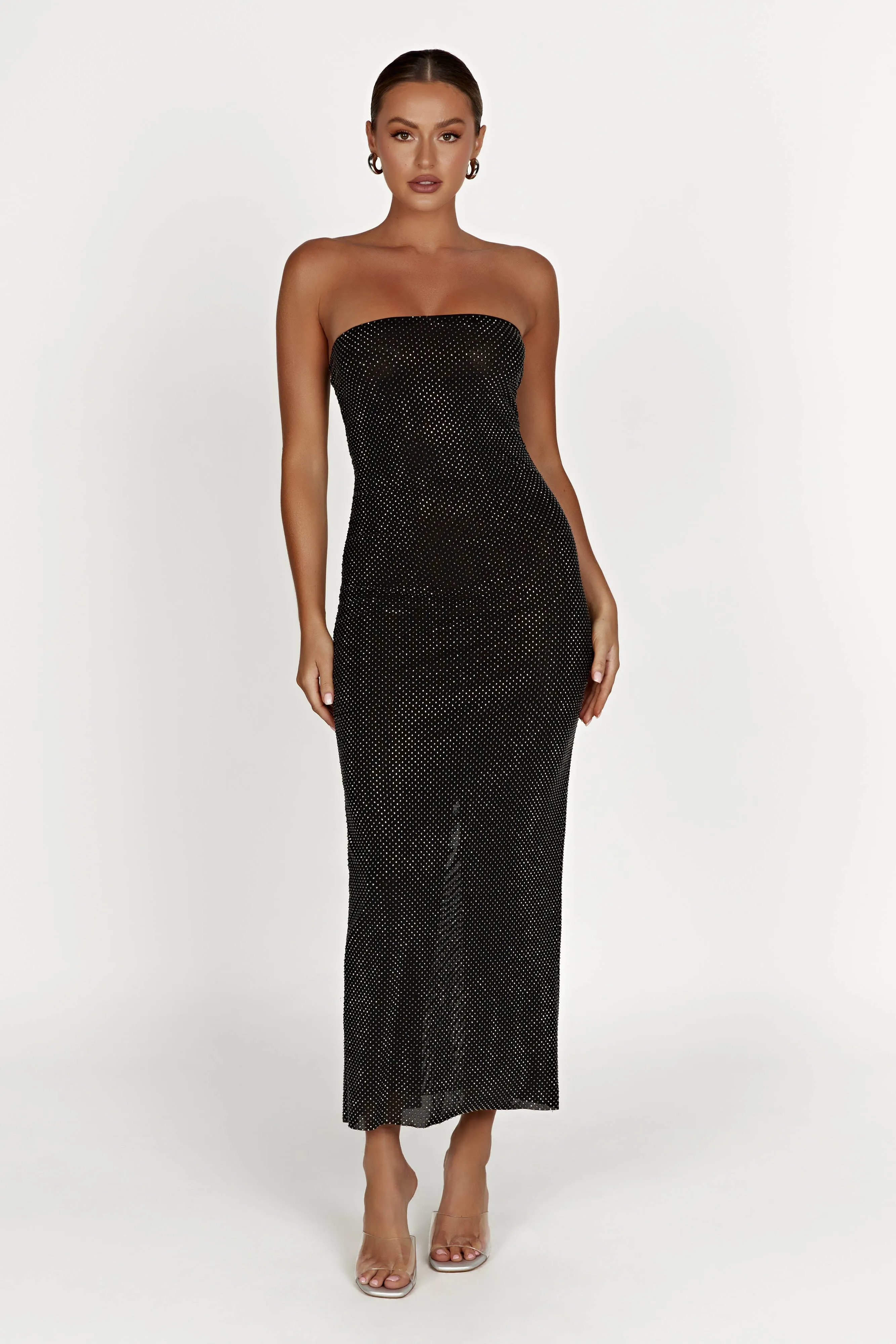 Waverly Strapless Diamante Midi Dress - Black sold by Meshki product image thumbnail 4