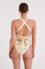 Stephanie Embroidered One Piece Swimsuit - Ivory Flower Print sold by Meshki