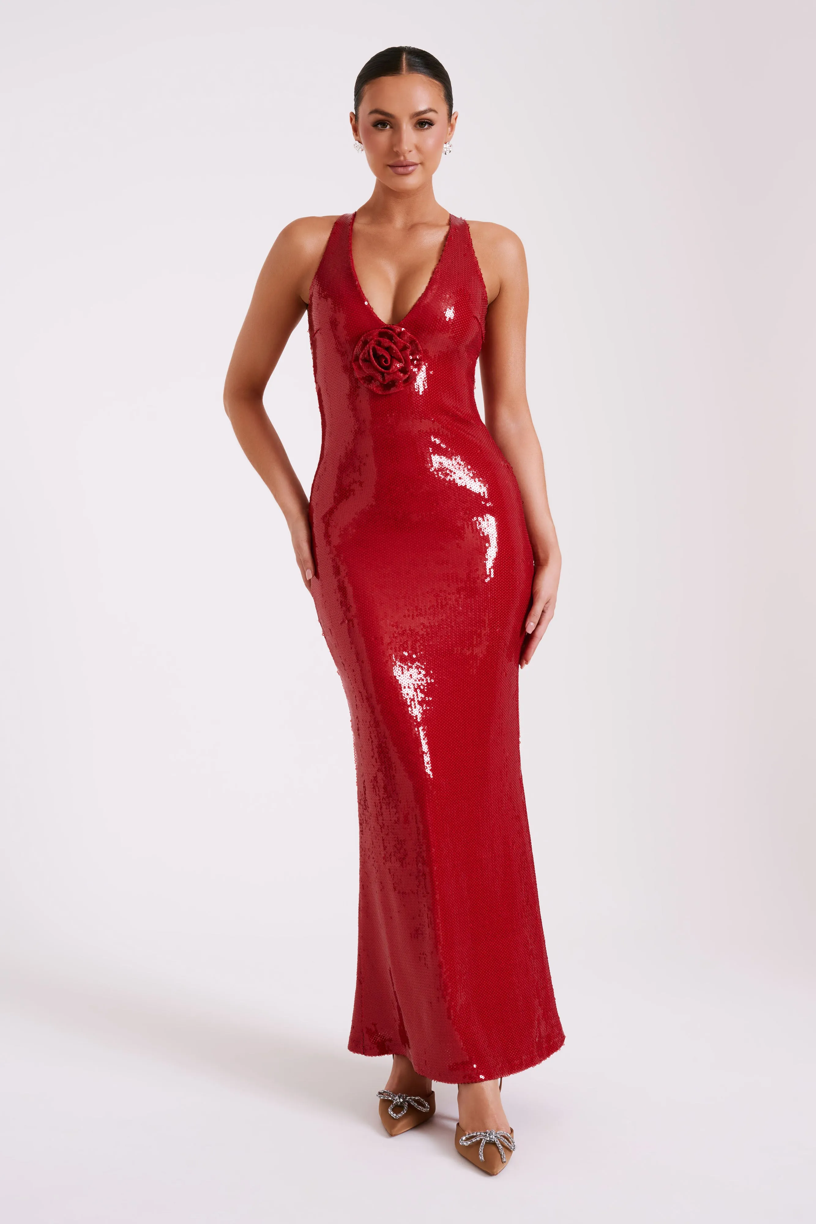 Eliza Rose Sequin Maxi Dress - Red sold by Meshki product image thumbnail 4