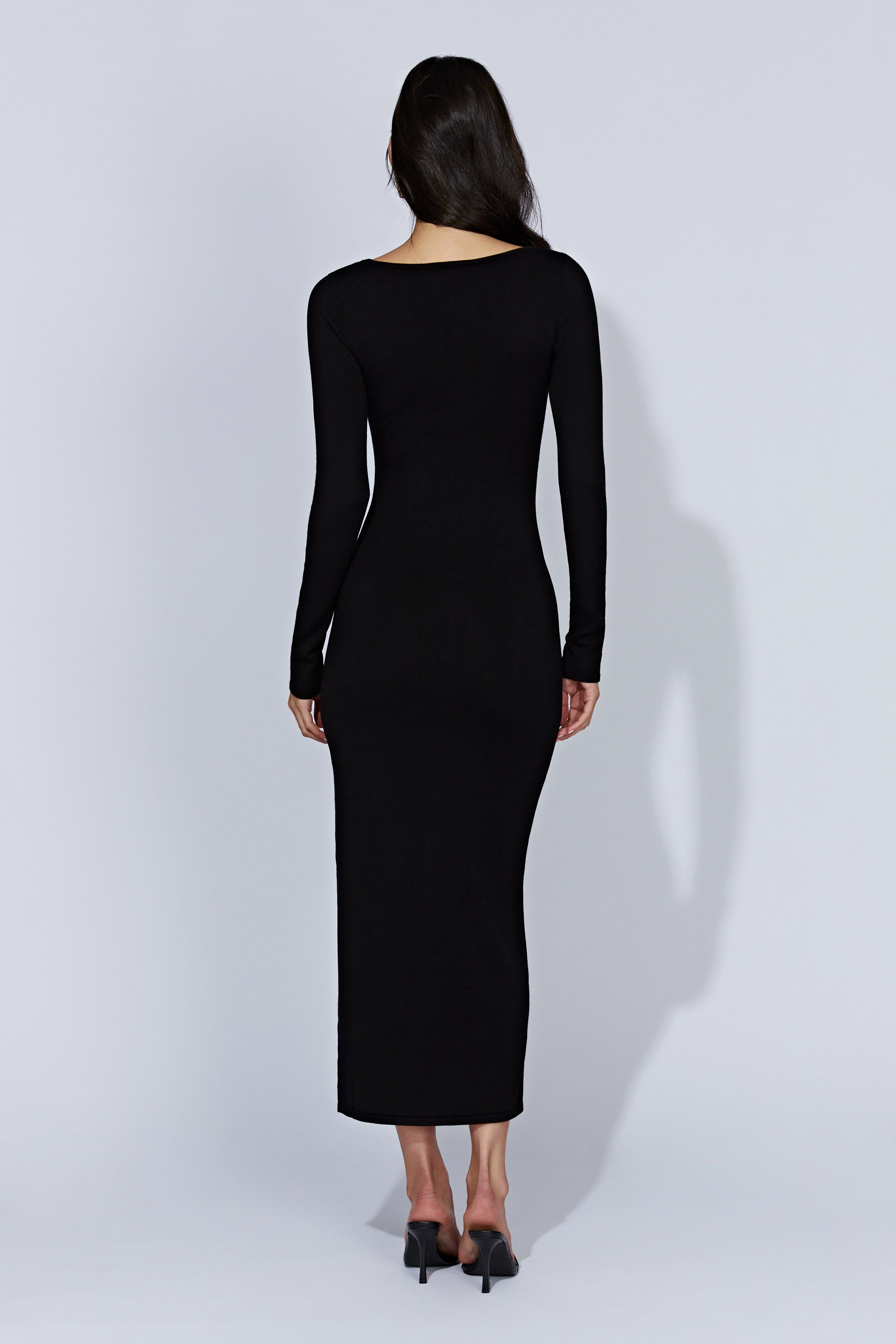 Alma Long Sleeve Knit Midi Dress - Black sold by Meshki product image thumbnail 2