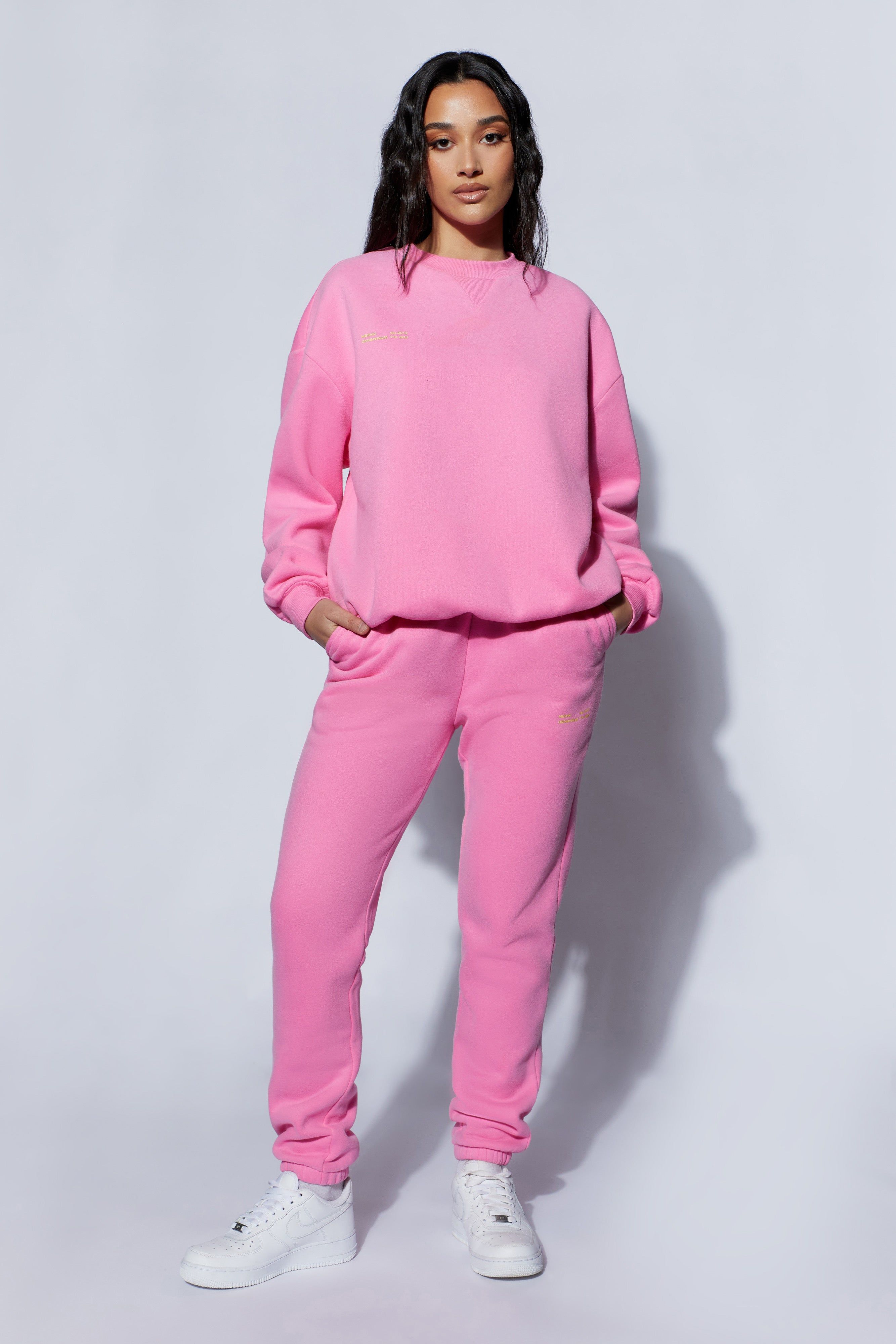 Jaz Oversized Fleeceback Crew Neck Jumper - Candy Pink sold by Meshki product image thumbnail 7