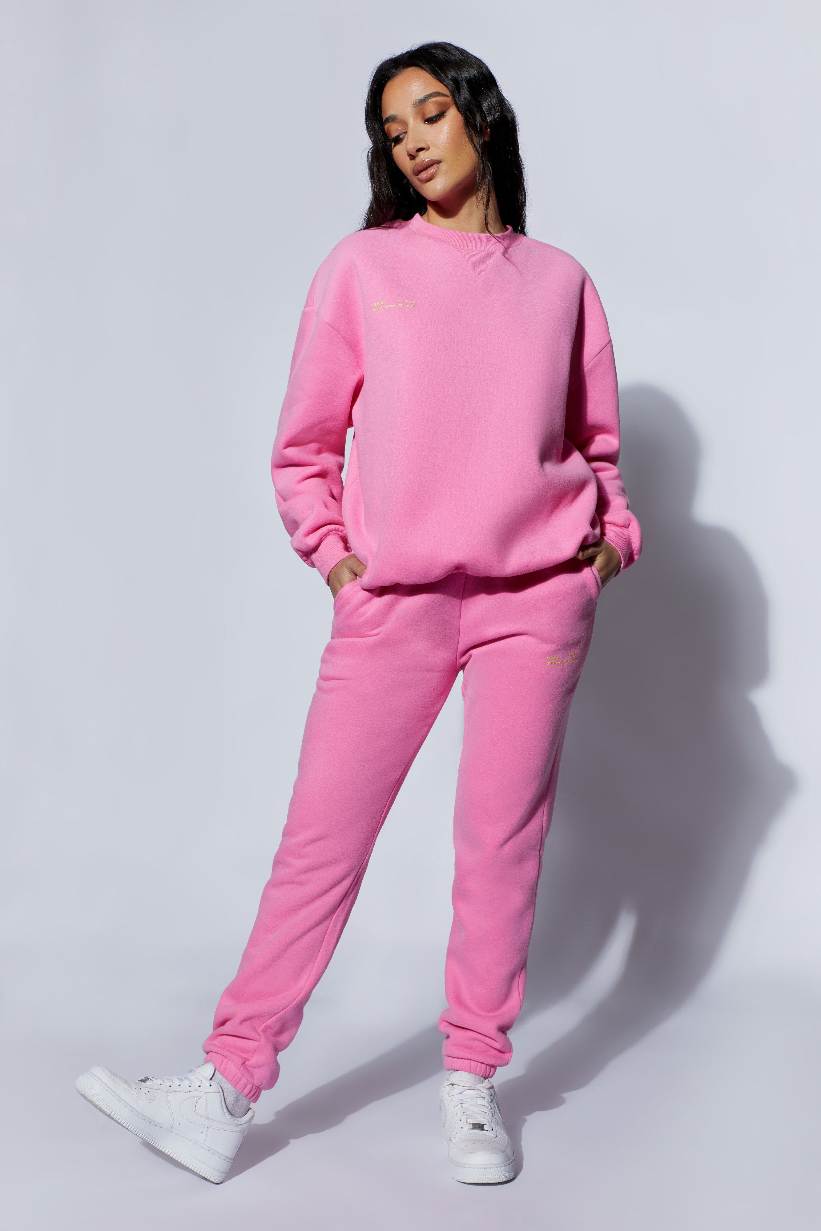 Jaz Oversized Fleeceback Crew Neck Jumper - Candy Pink sold by Meshki product image thumbnail 4