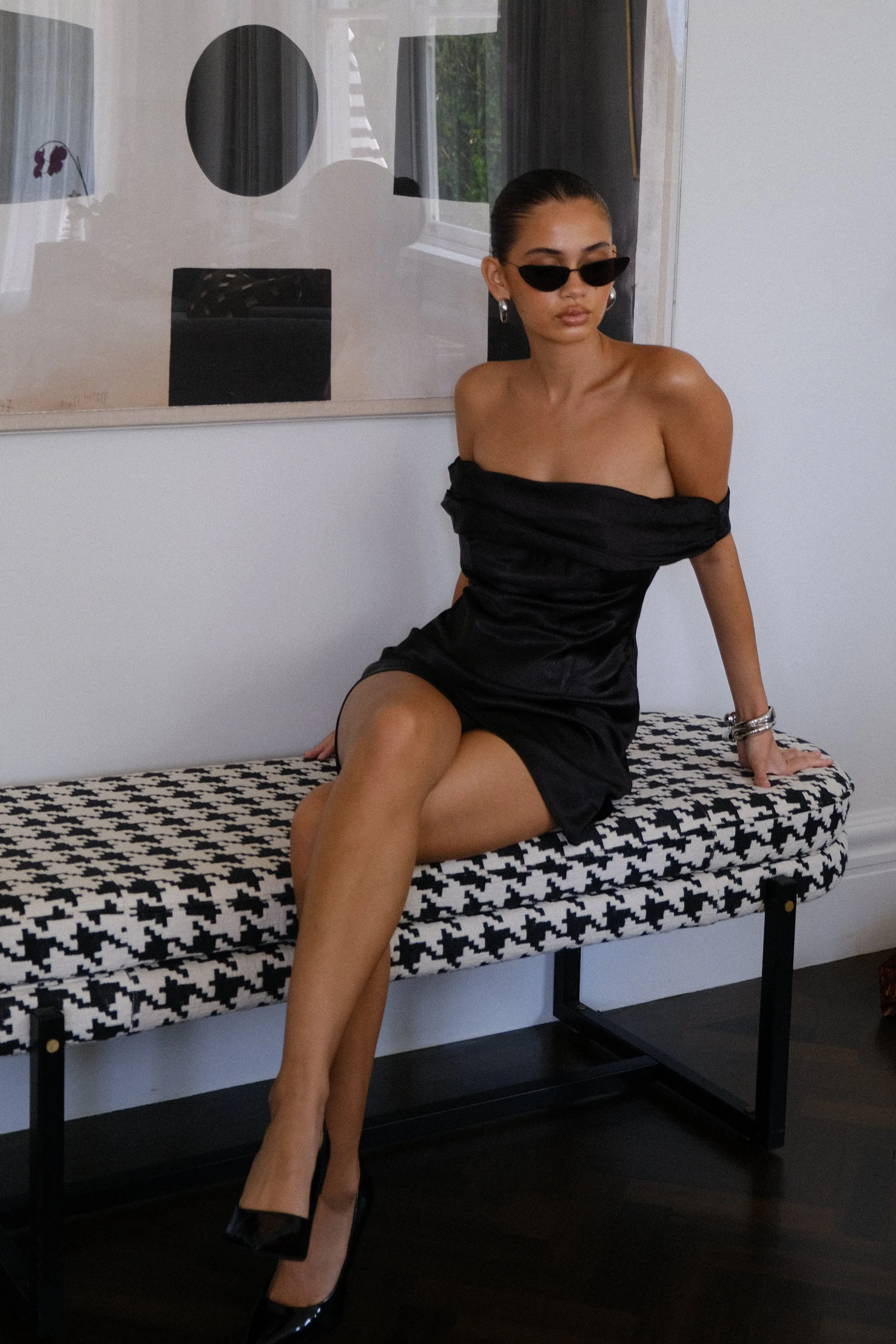 Cher Satin Strapless Mini Dress - Black sold by Meshki product image thumbnail 3