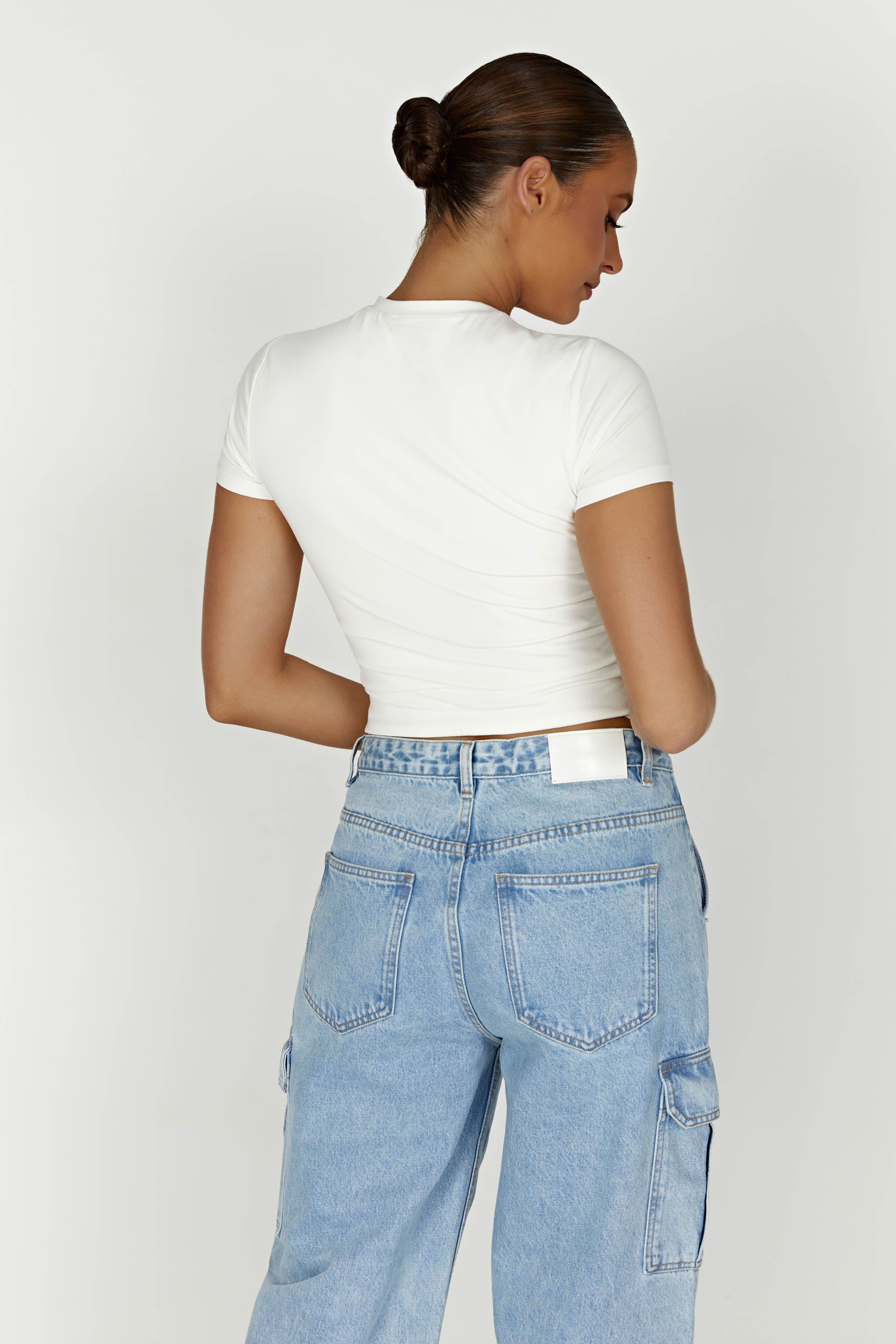 Jeanie Longline T-Shirt - White sold by Meshki product image thumbnail 2