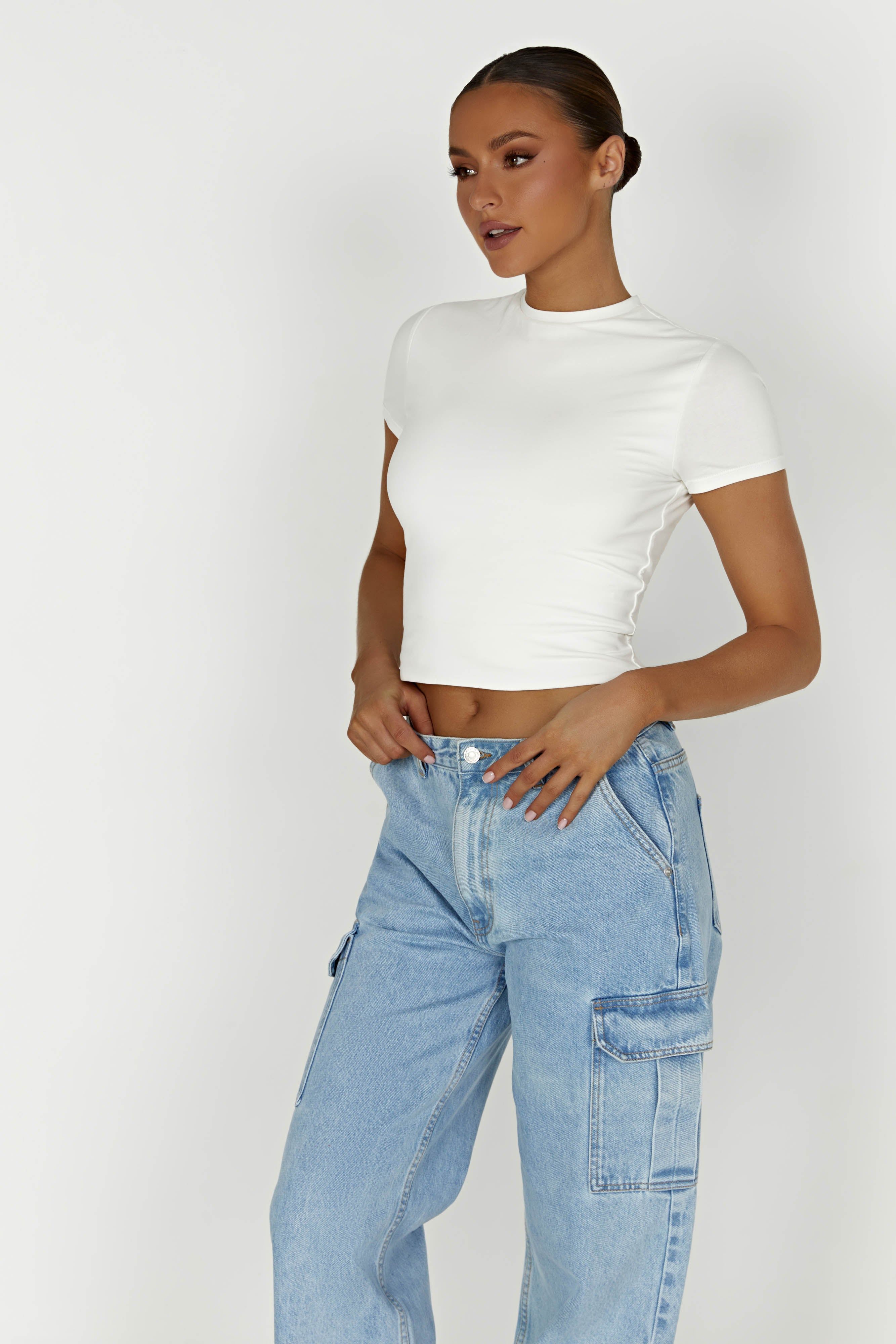 Jeanie Longline T-Shirt - White sold by Meshki product image thumbnail 4