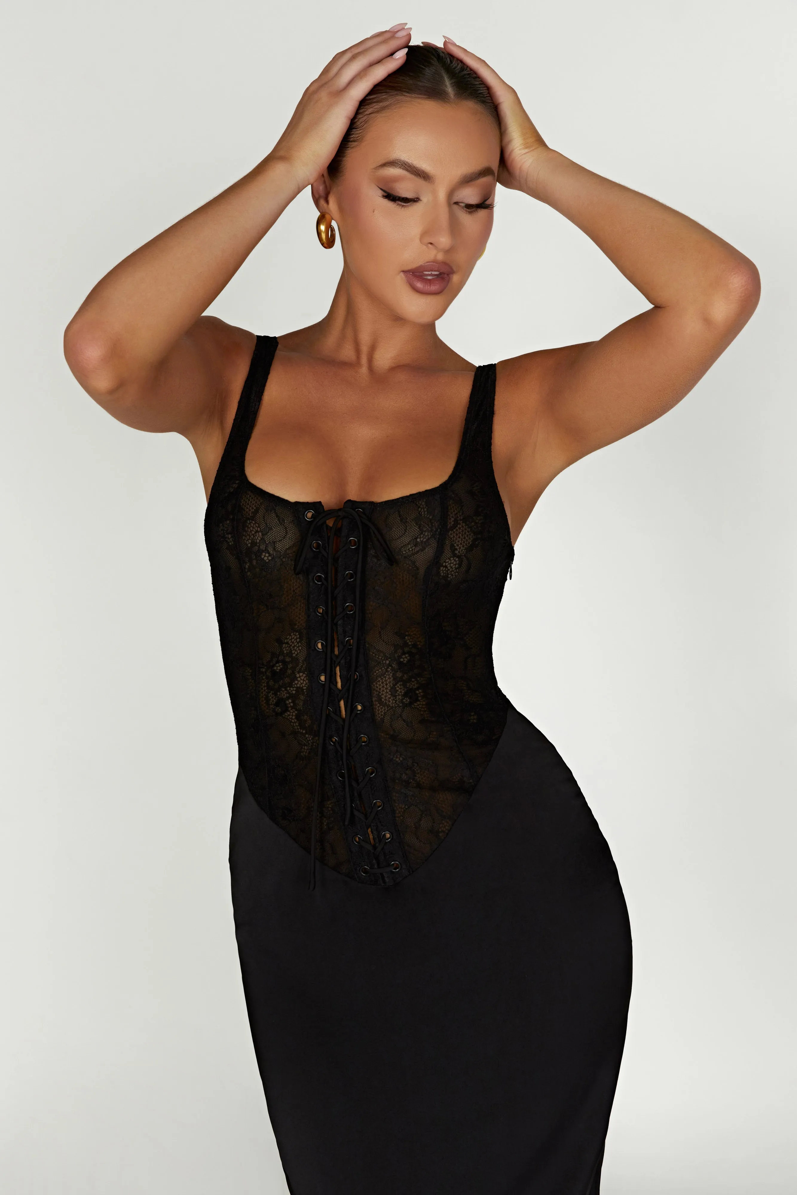Octavia Lace Corset Maxi Dress - Black sold by Meshki product image thumbnail 4