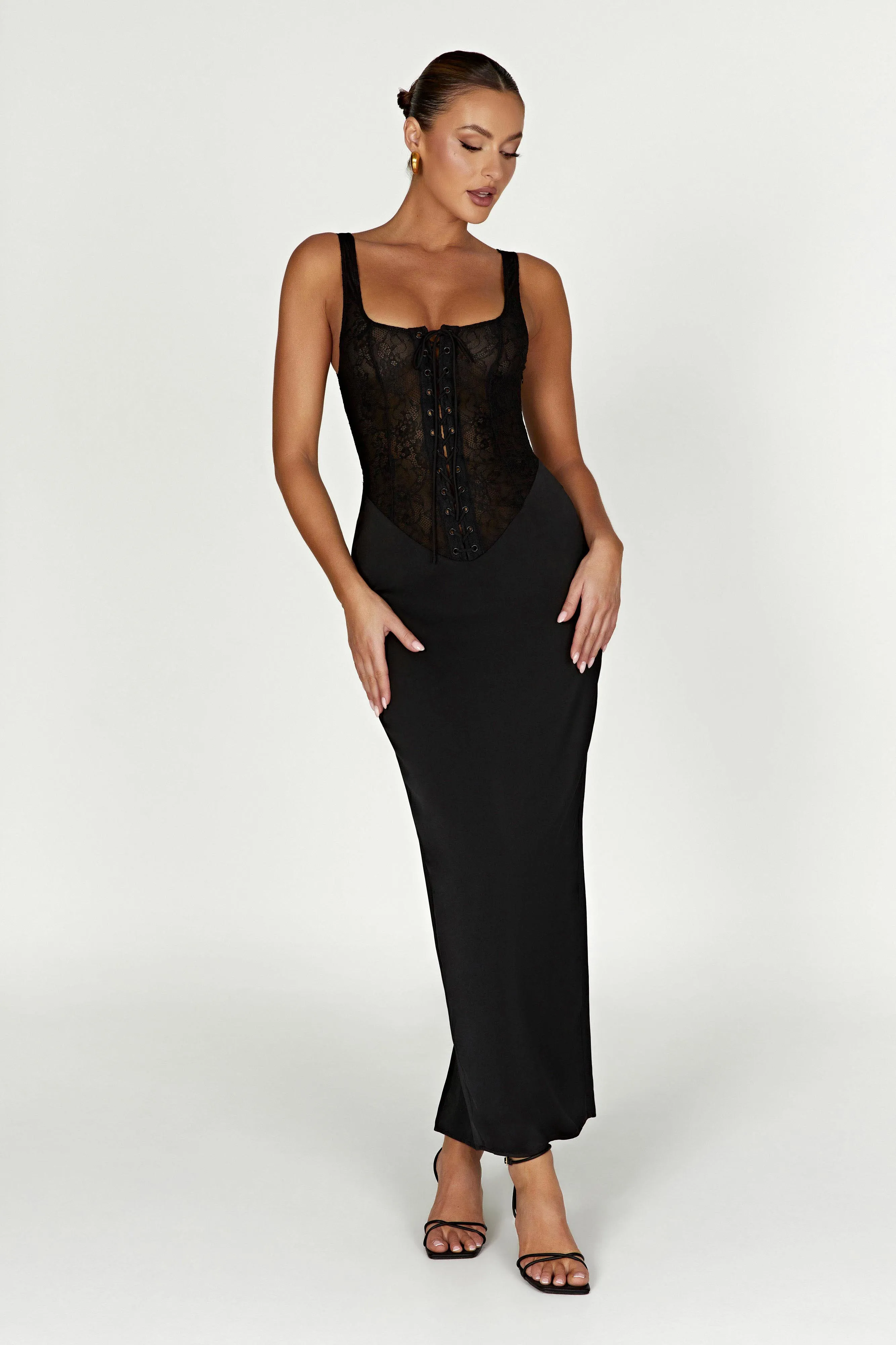 Octavia Lace Corset Maxi Dress - Black sold by Meshki product image thumbnail 3