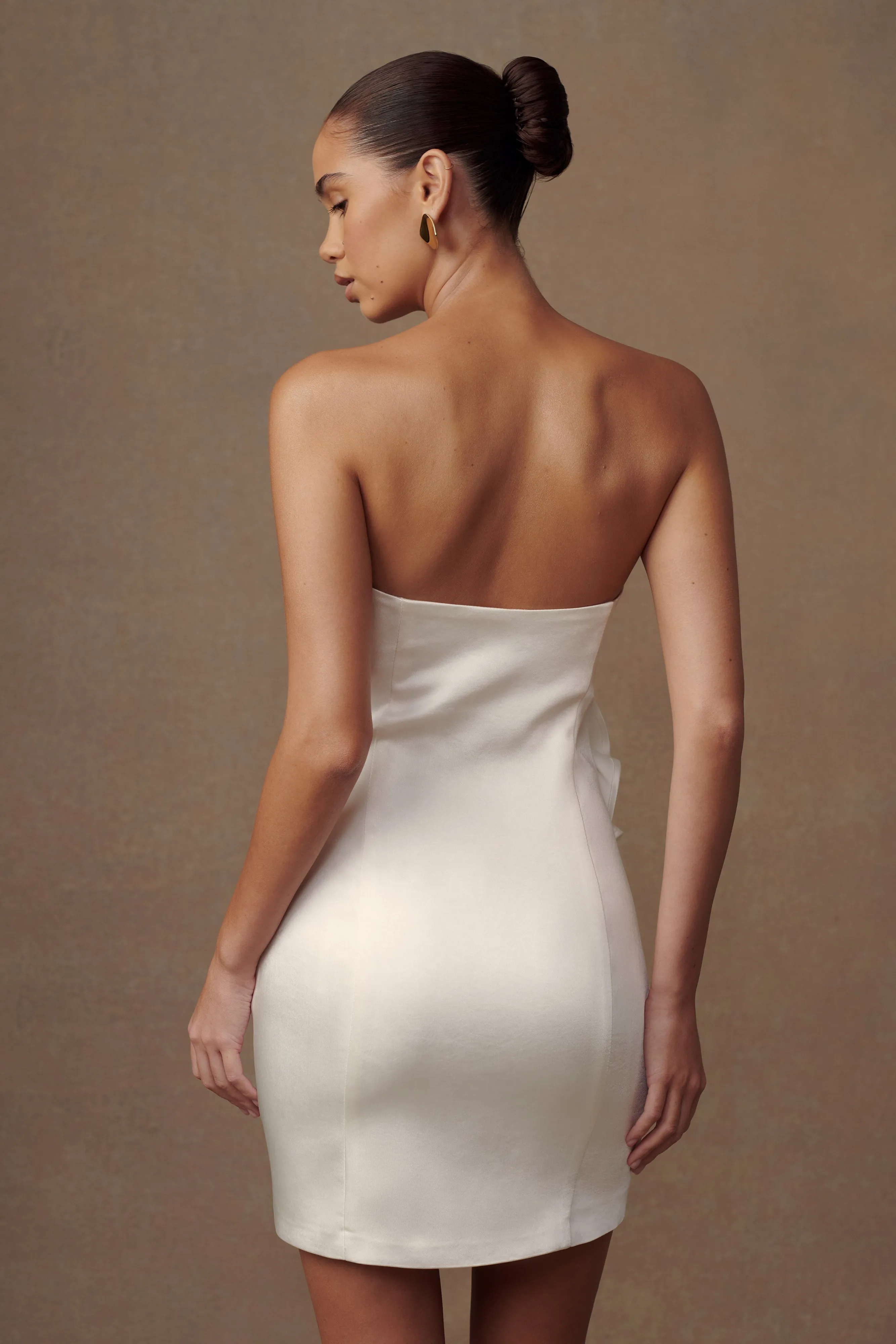 Bernadette Strapless Rose Mini Dress - White sold by Meshki product image thumbnail 2