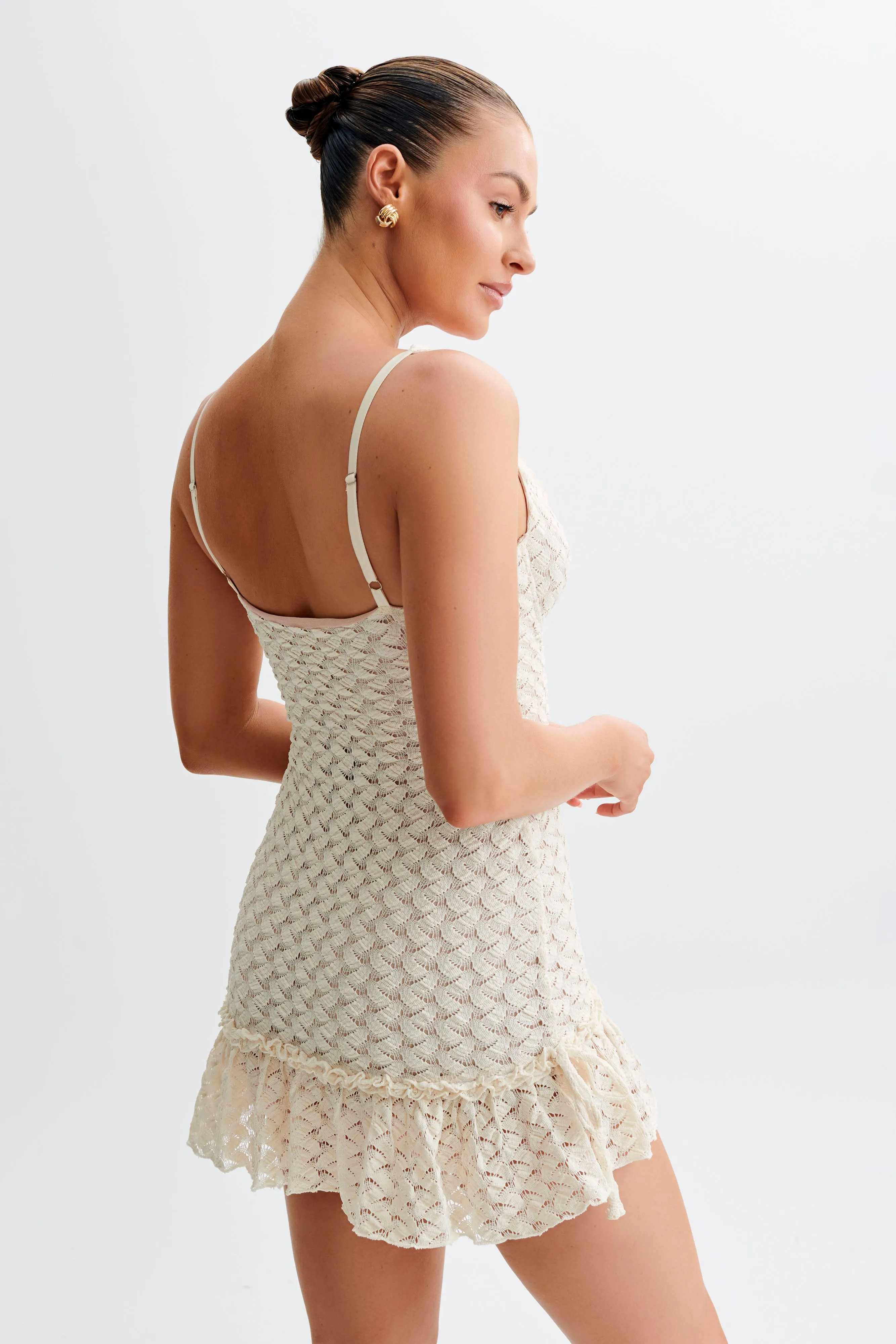 Marietta Cupped Lace Mini Dress - Ivory sold by Meshki product image thumbnail 2