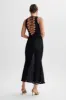 Maeva Embroidered Mesh Maxi Dress - Black sold by Meshki