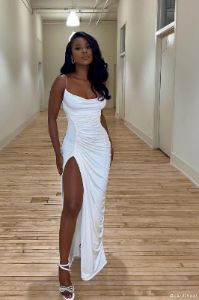 Candice Ruched Maxi Dress - Bone sold by Meshki