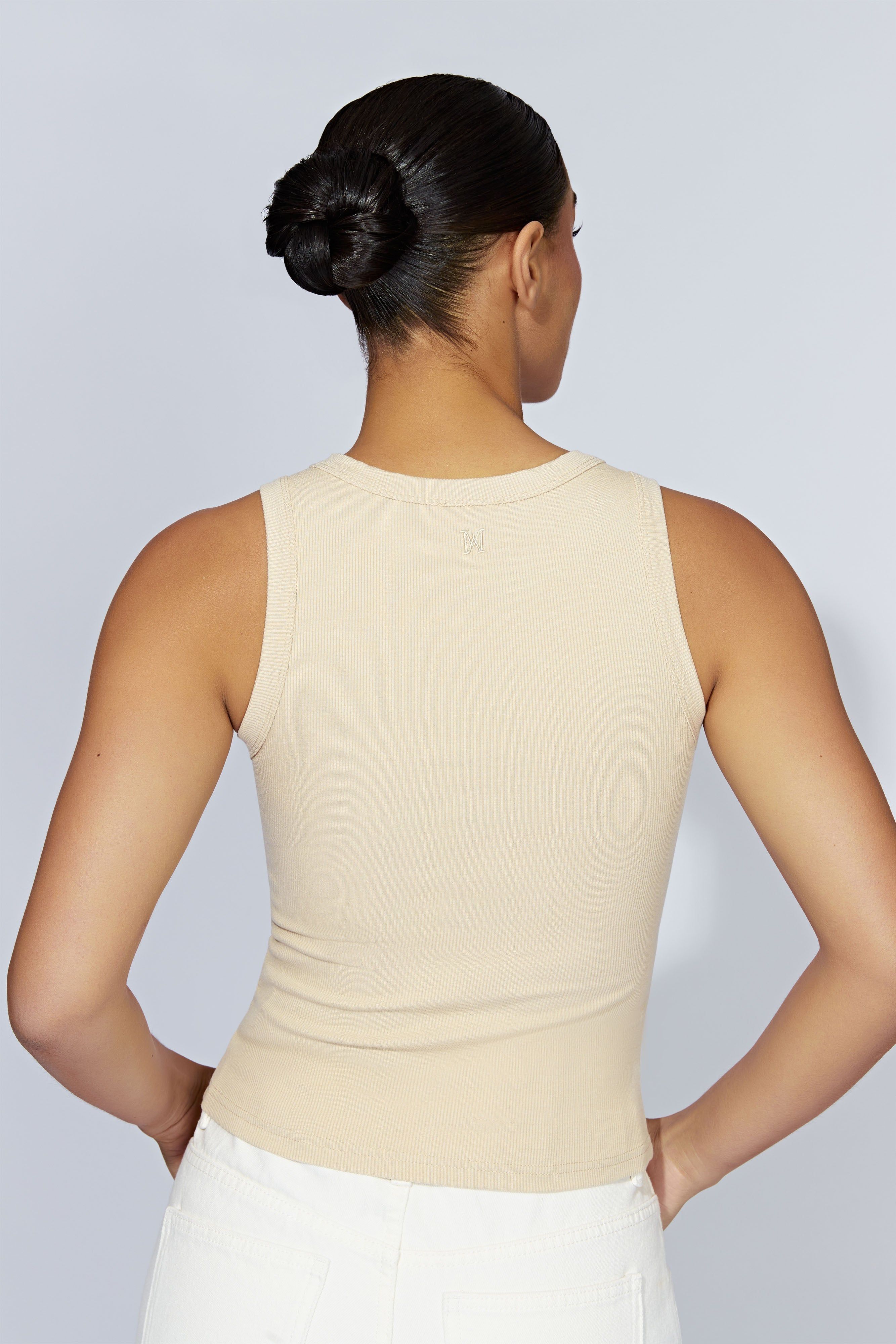 Zanna Ribbed Tank Top - Cream sold by Meshki product image thumbnail 2