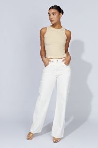 Zanna Ribbed Tank Top - Cream sold by Meshki