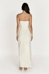 Candice Ruched Maxi Dress - Bone sold by Meshki