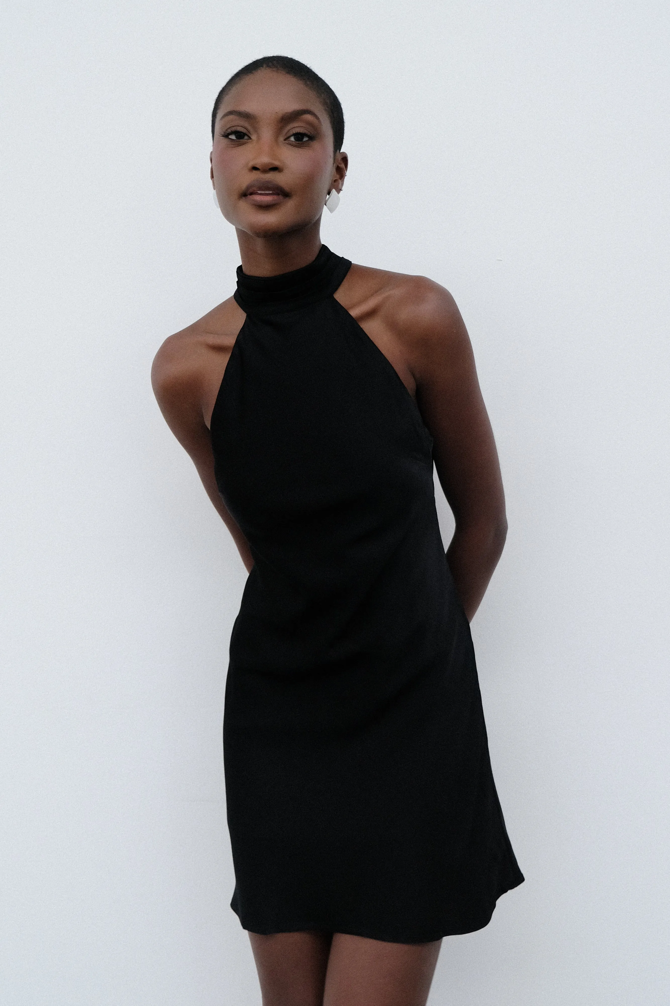 Claire A Line Mini Dress - Black | Parallel